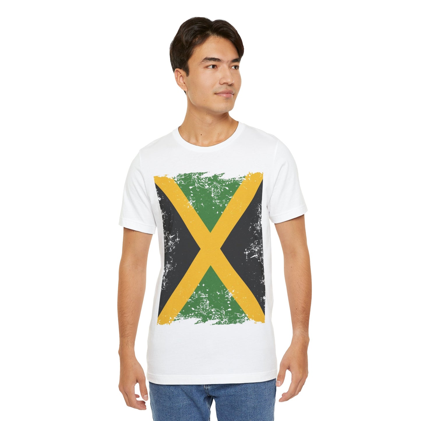 Jamaican Flag Short Sleeve Tee, Unisex Graphic Tee, Casual Wear, Festival Shirt, Gift for Music Lovers, Summer Vibes