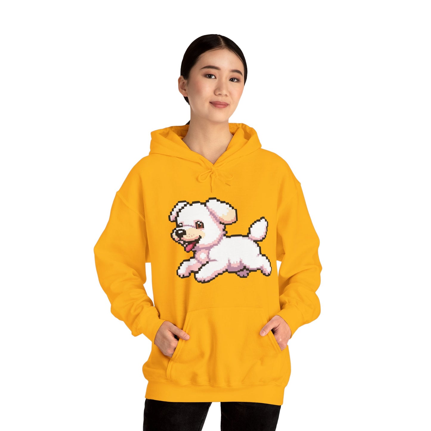 Pixelated Dog Unisex Hoodie, Cozy Pet Lover Sweatshirt, Cute Dog Design, Gift for Animal Lovers, Ideal for Casual Wear, Perfect for Holidays