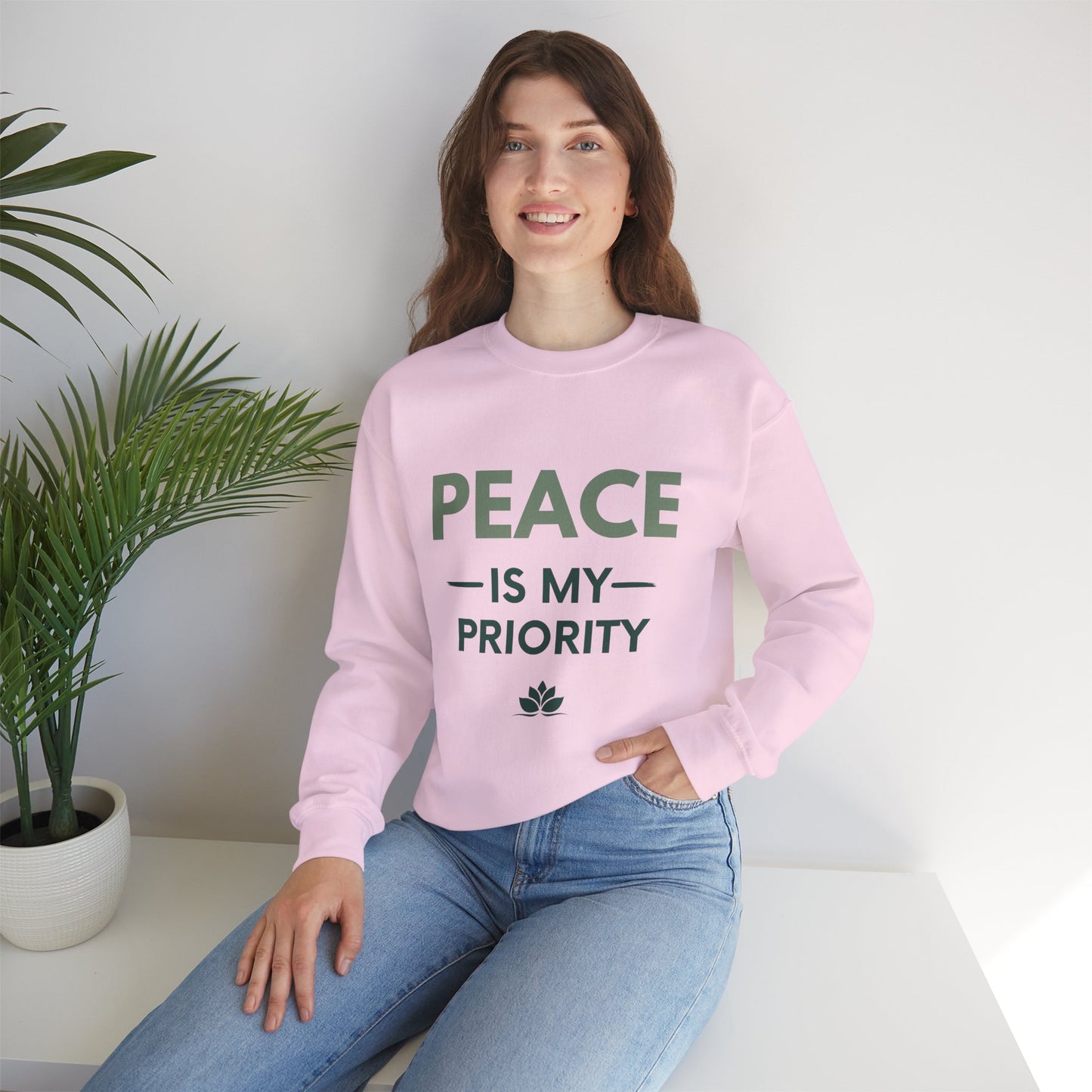 Peace Is My Priority Sweatshirt — Relaxed Crewneck Pullover for Mindfulness & Self-Care