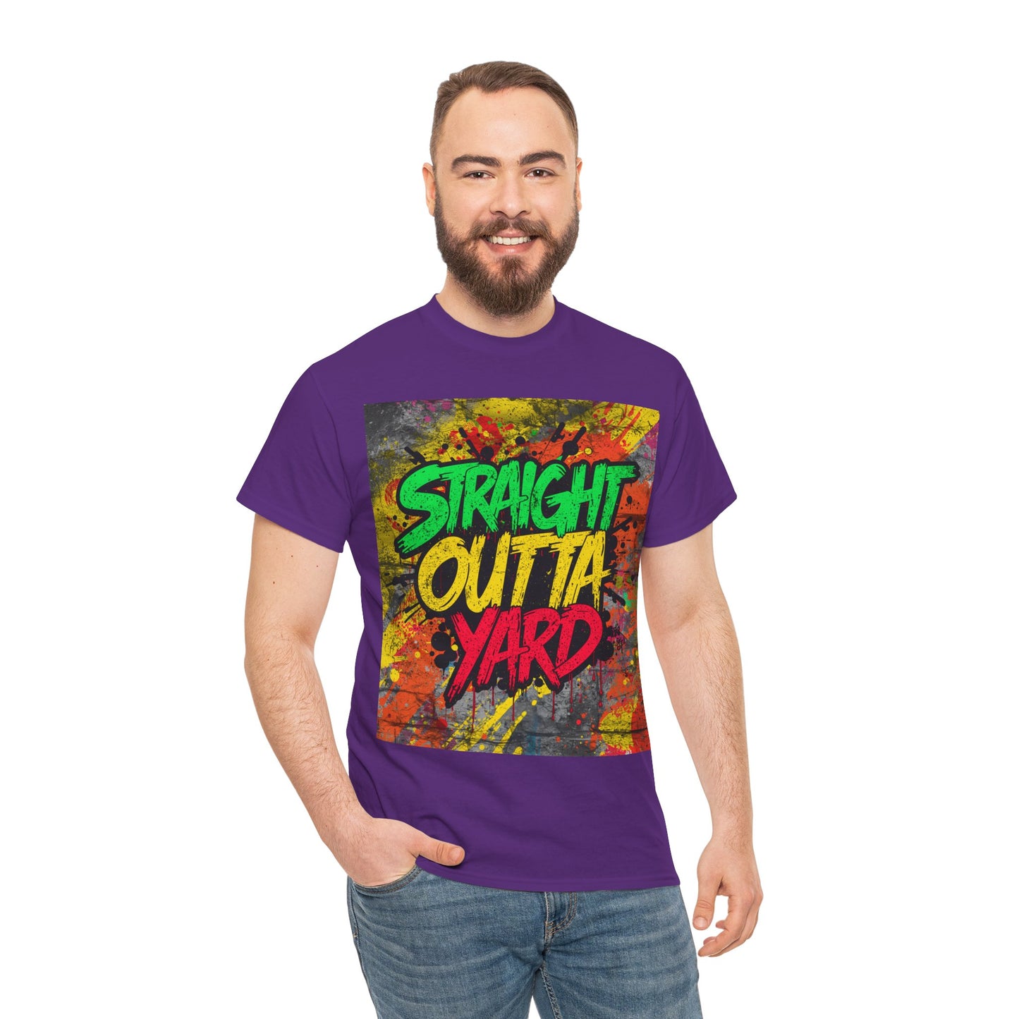 Straight Outta Yard T-Shirt — Casual Jamaican Phrase Tee