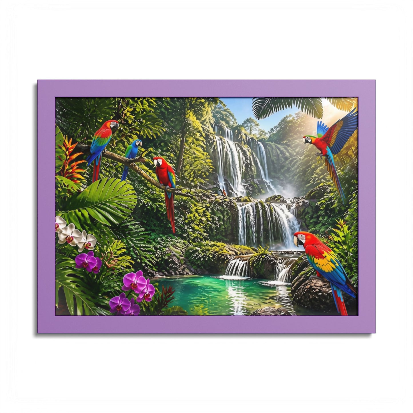 Tropical Waterfall Parrot Poster