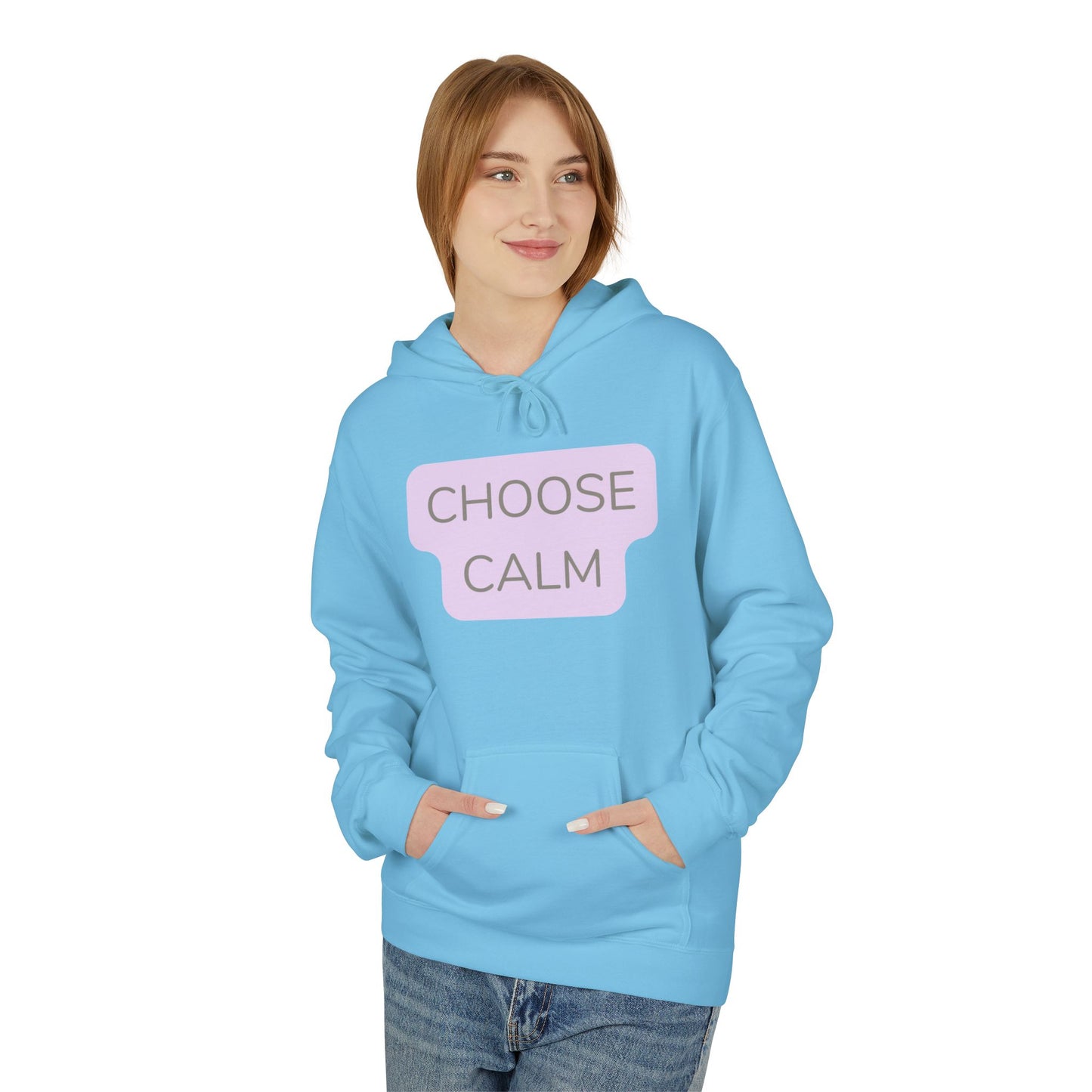 Choose Calm Unisex Midweight Softstyle Hoodie — Minimal Pastel Graphic Relaxation Sweatshirt