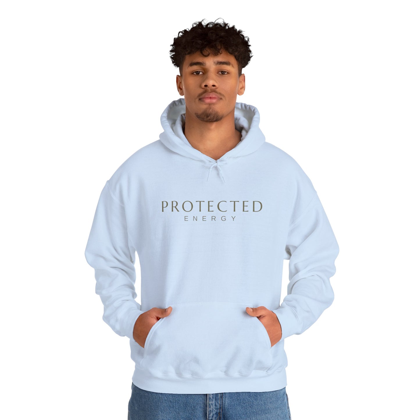 Protected Energy Unisex Heavy Blend Hoodie — Minimal Spiritual Wellness Hooded Sweatshirt