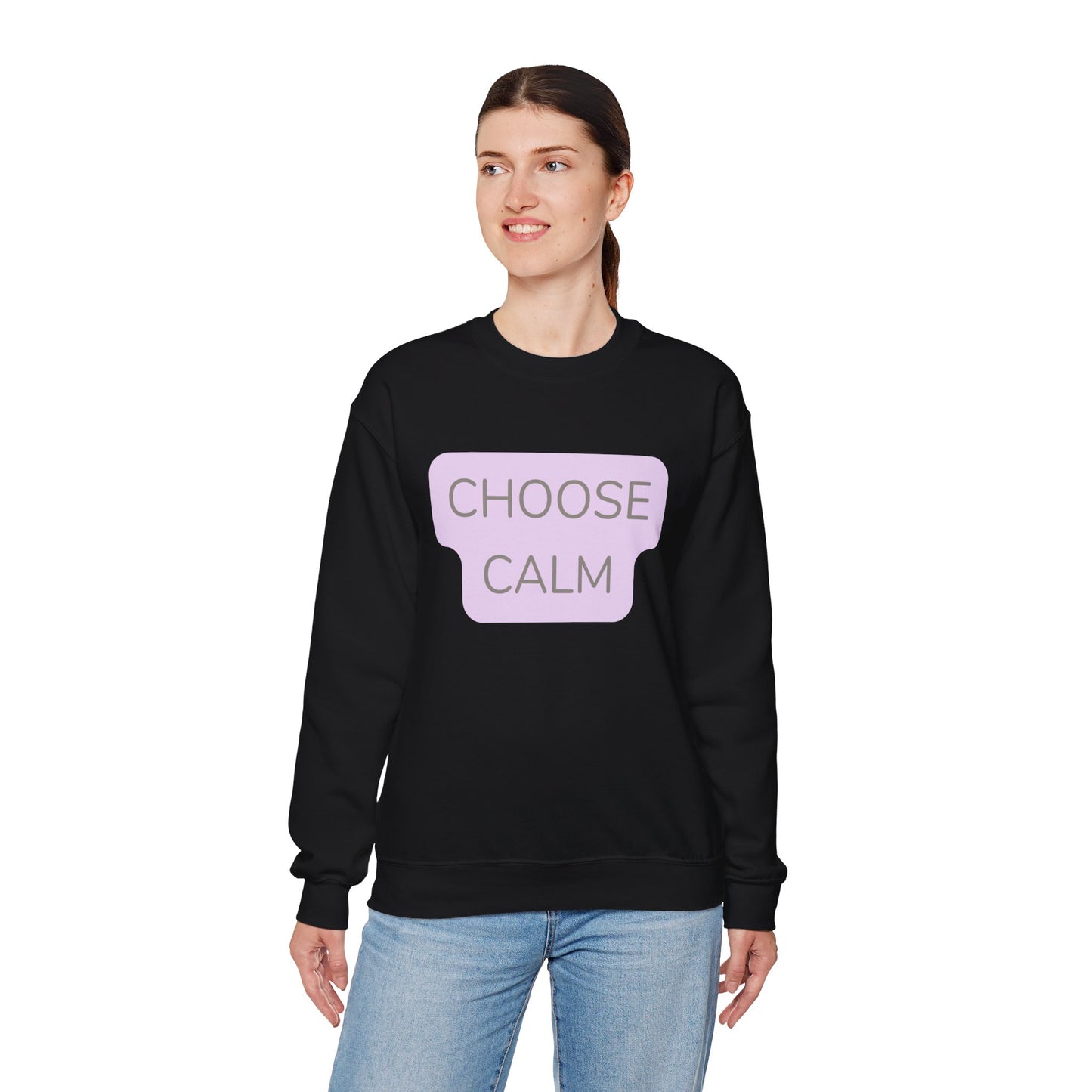 Crewneck Sweatshirt — "Choose Calm" Pastel Wellness Graphic