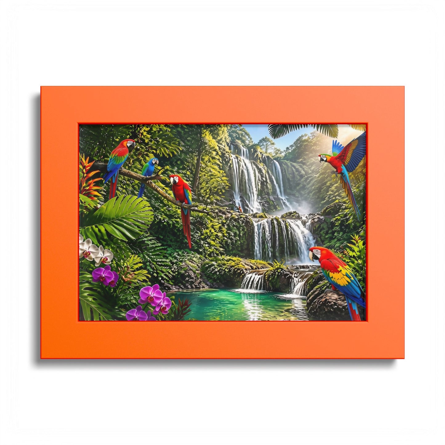 Tropical Waterfall Parrot Poster