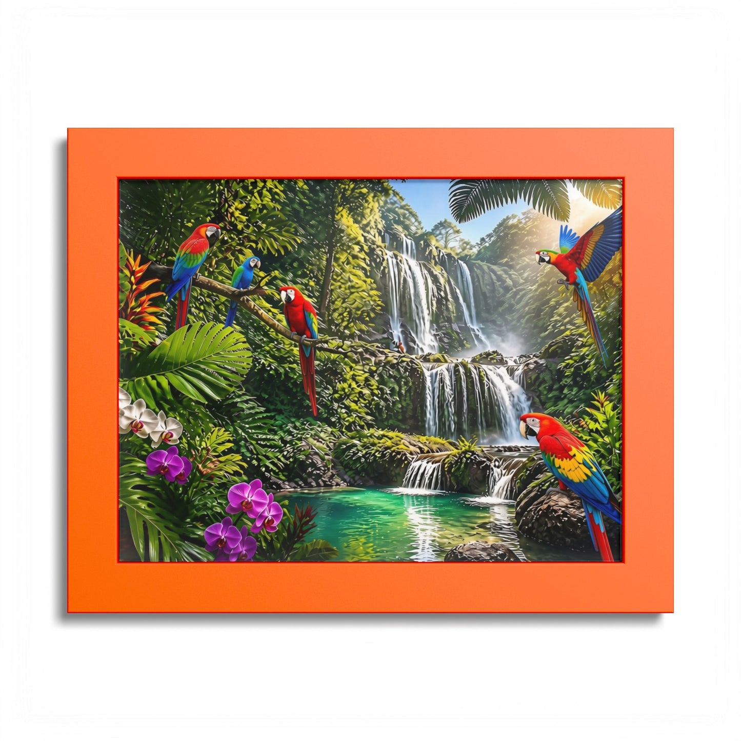 Tropical Waterfall Parrot Poster