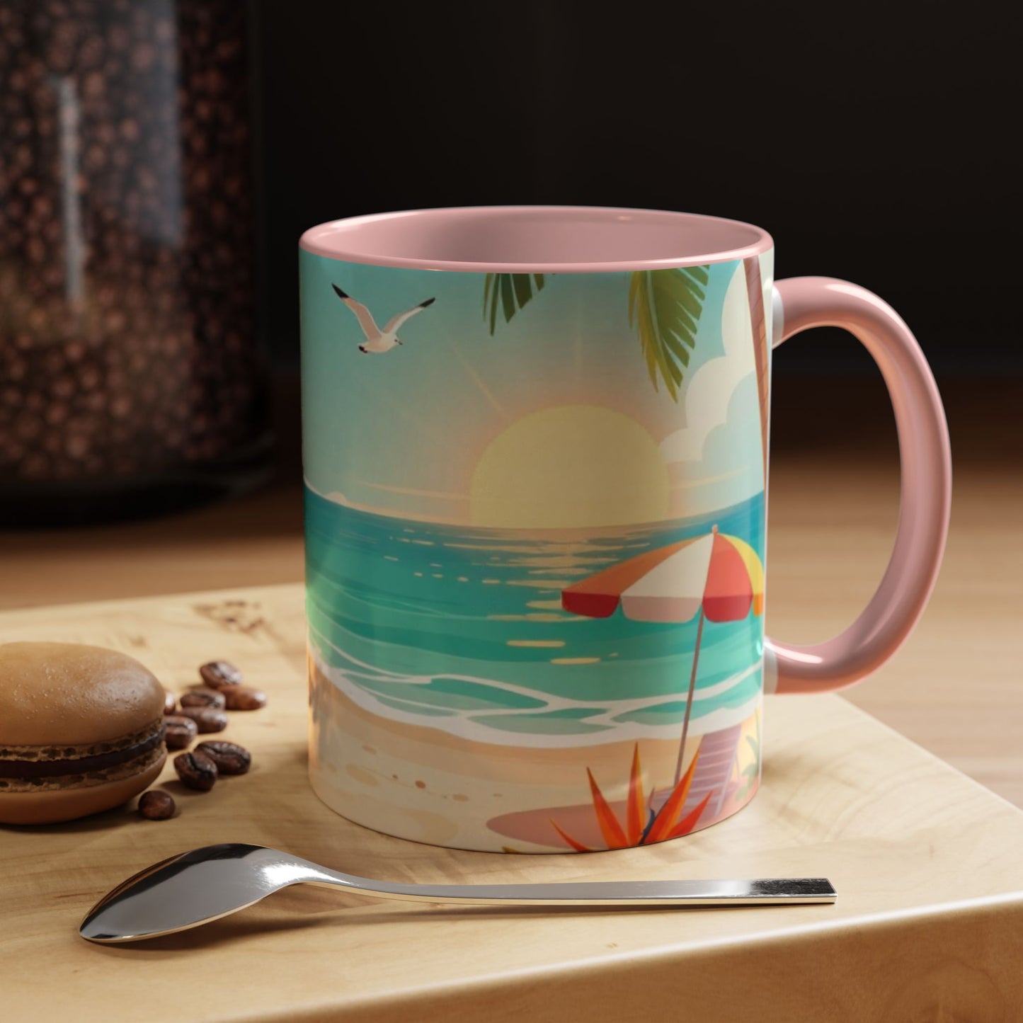 Beach Sunrise Coffee Mug — Tropical Ocean Scene Accent Mug (11/15oz)
