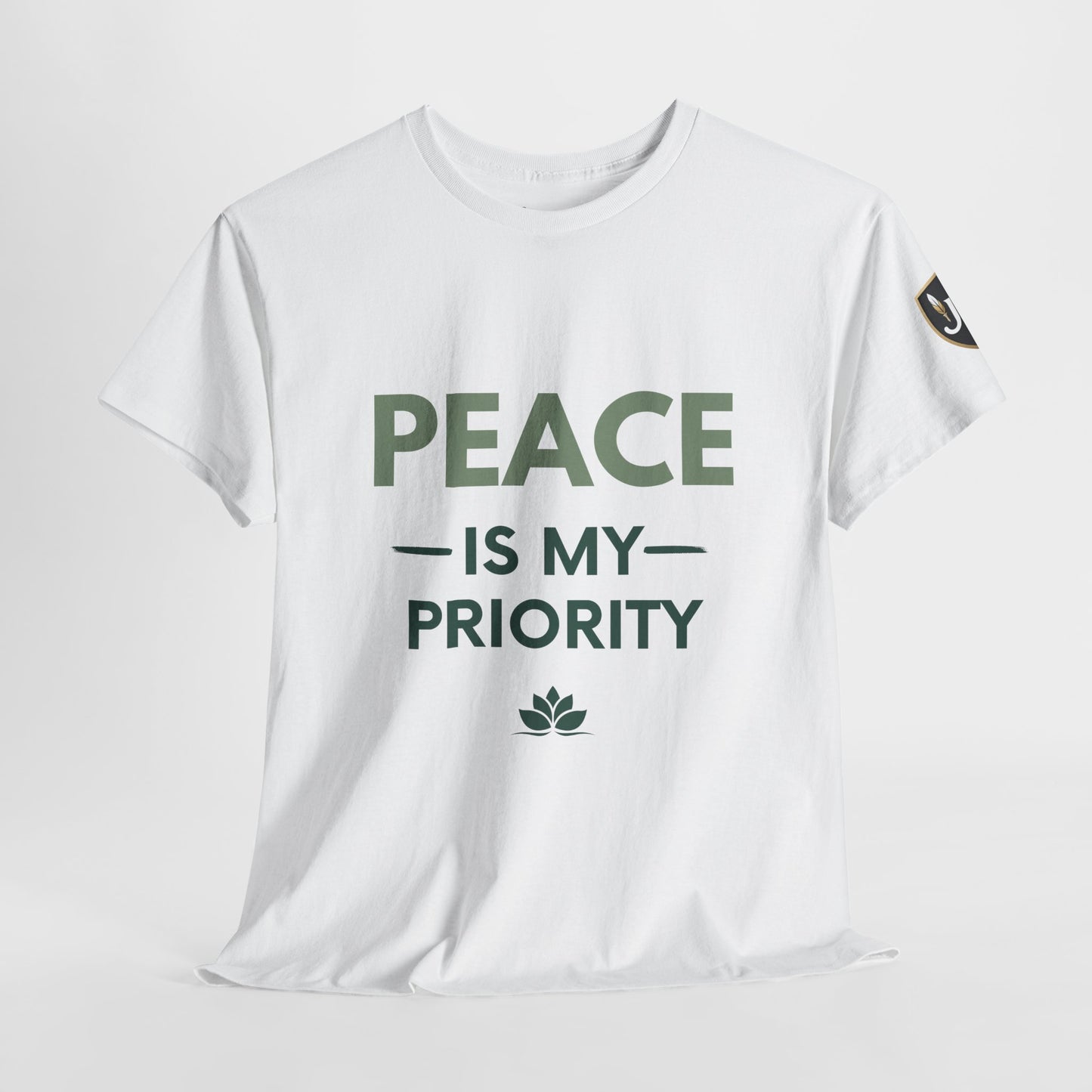 Peace is My Priority Unisex Heavy Cotton Tee, Relaxed Fit T-Shirt, Mindfulness Shirt, Gift for Meditation Lovers