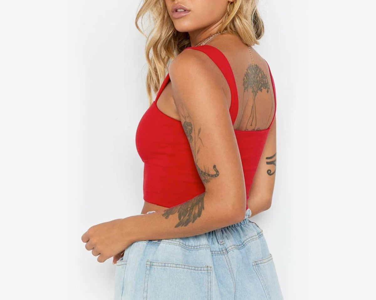 Summer Chic Ribbed Crop Tank – Women’s Sleeveless Streetwear Top