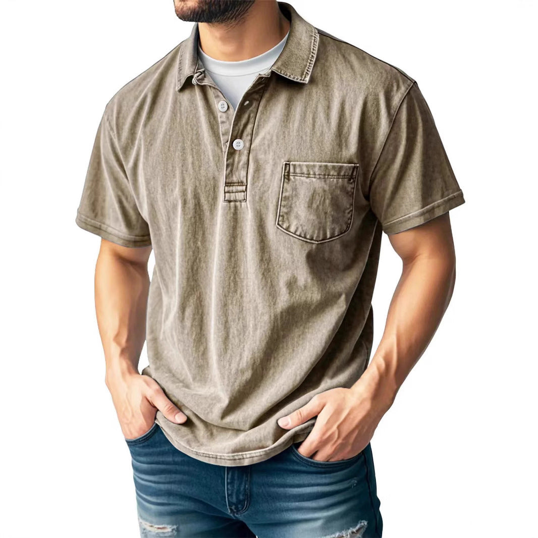 Men’s Casual Short Sleeve Polo Shirt with Lapel – Versatile & Stylish