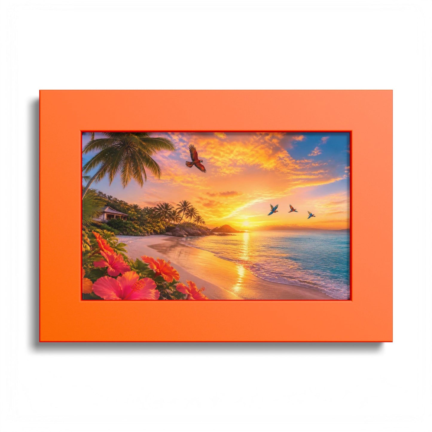 Tropical Sunset Framed Poster — Colorful Beach Wall Art