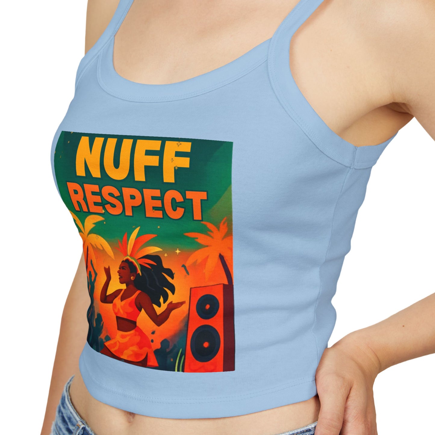 Nuff Respect Crop Tank Top — Women's Spaghetti Strap Summer Tank