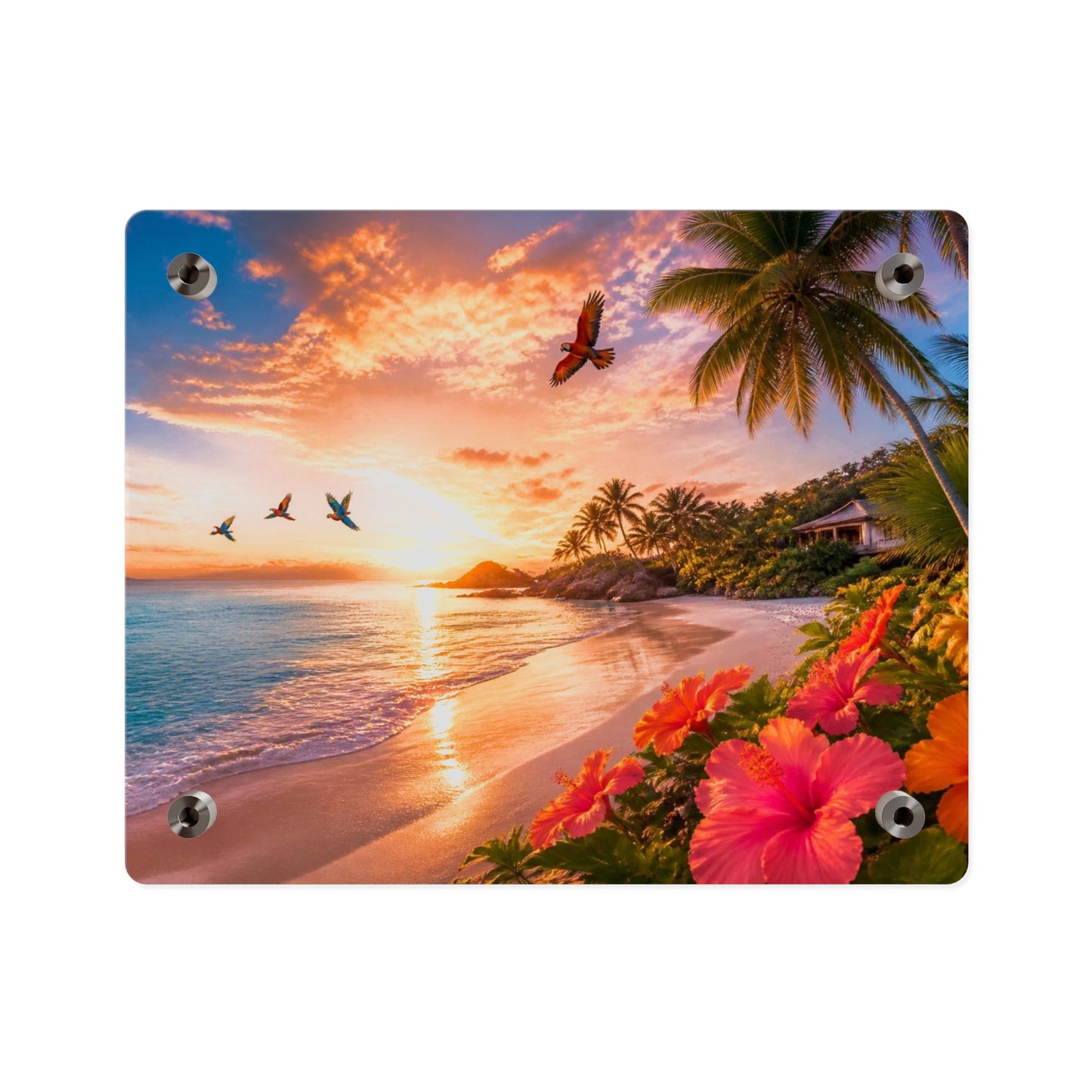 Tropical Beach Sunset Acrylic Wall Art Panel