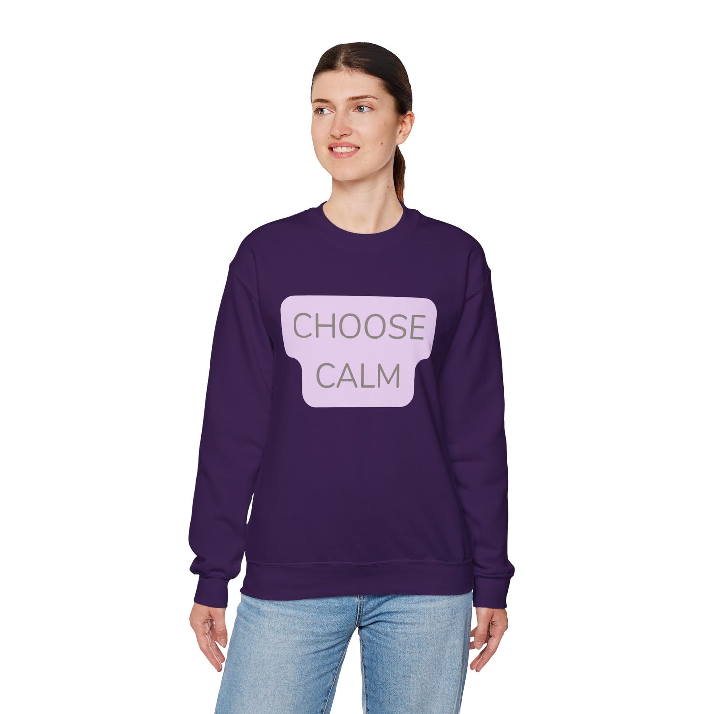 Crewneck Sweatshirt — "Choose Calm" Pastel Wellness Graphic