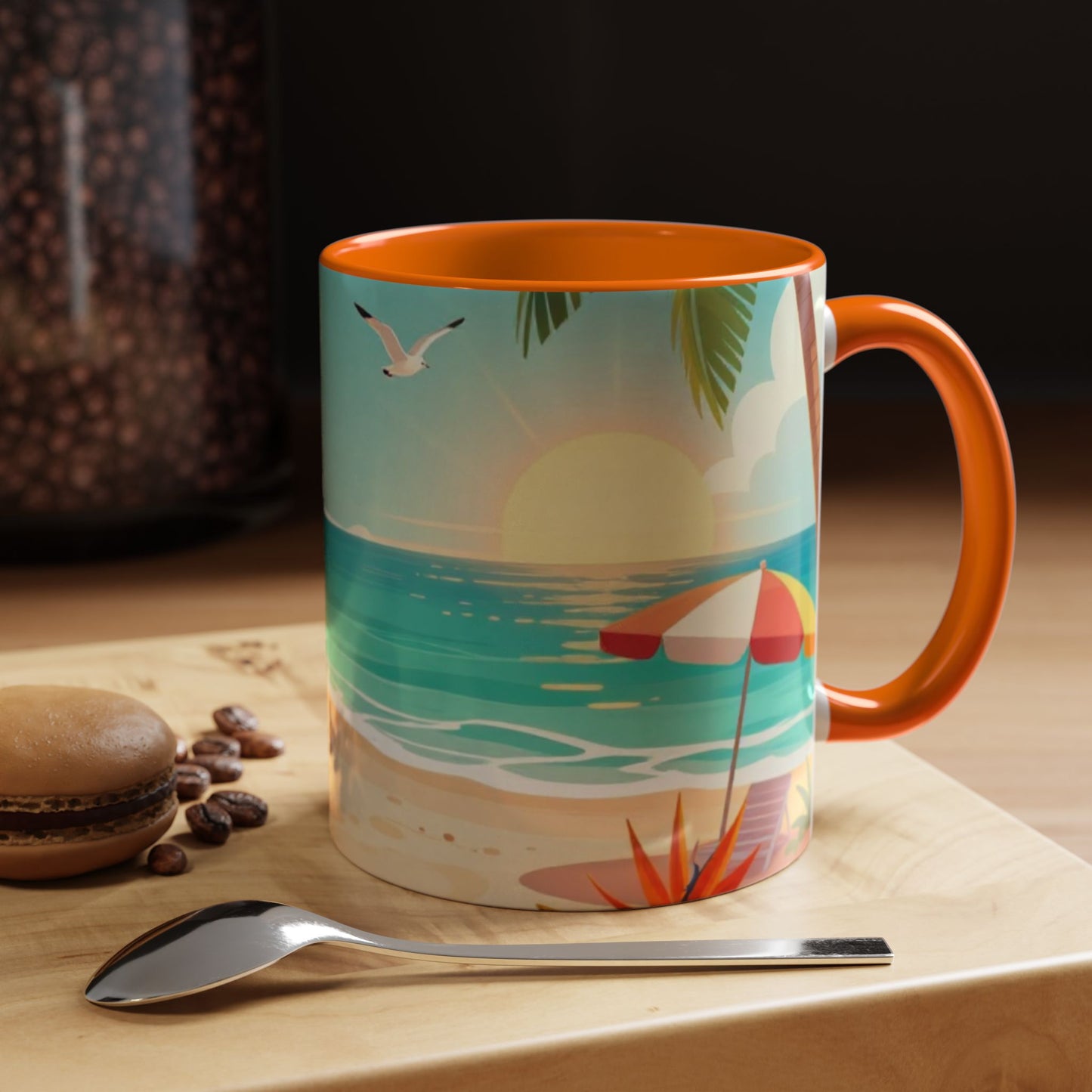 Beach Sunrise Coffee Mug — Tropical Ocean Scene Accent Mug (11/15oz)