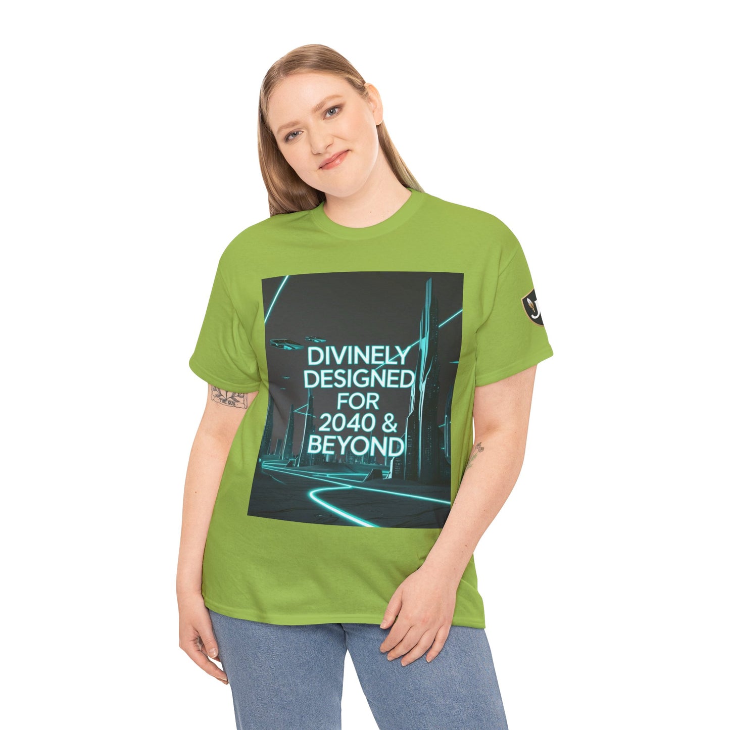 Futuristic Urban Tee for Tech Lovers - Unisex Heavy Cotton