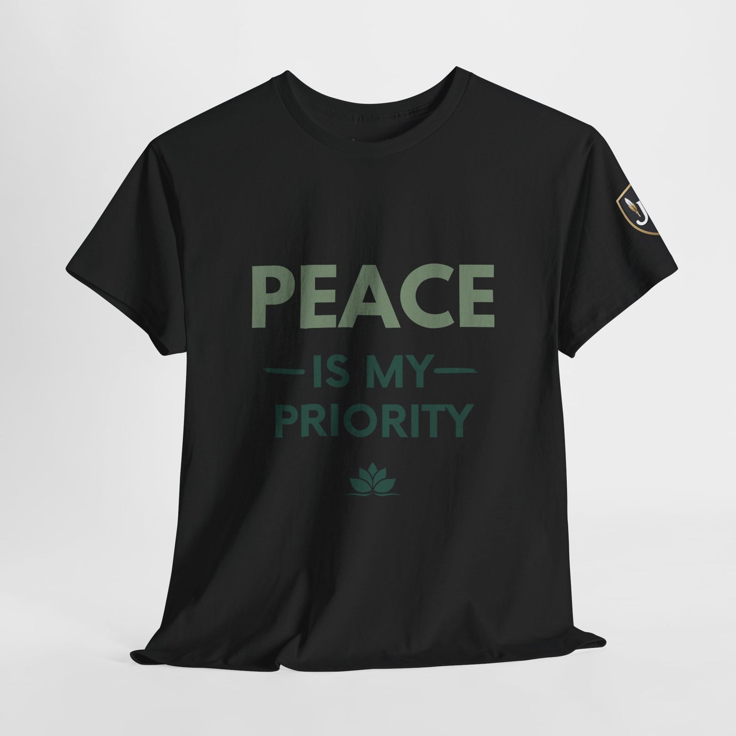 Peace is My Priority Unisex Heavy Cotton Tee, Relaxed Fit T-Shirt, Mindfulness Shirt, Gift for Meditation Lovers