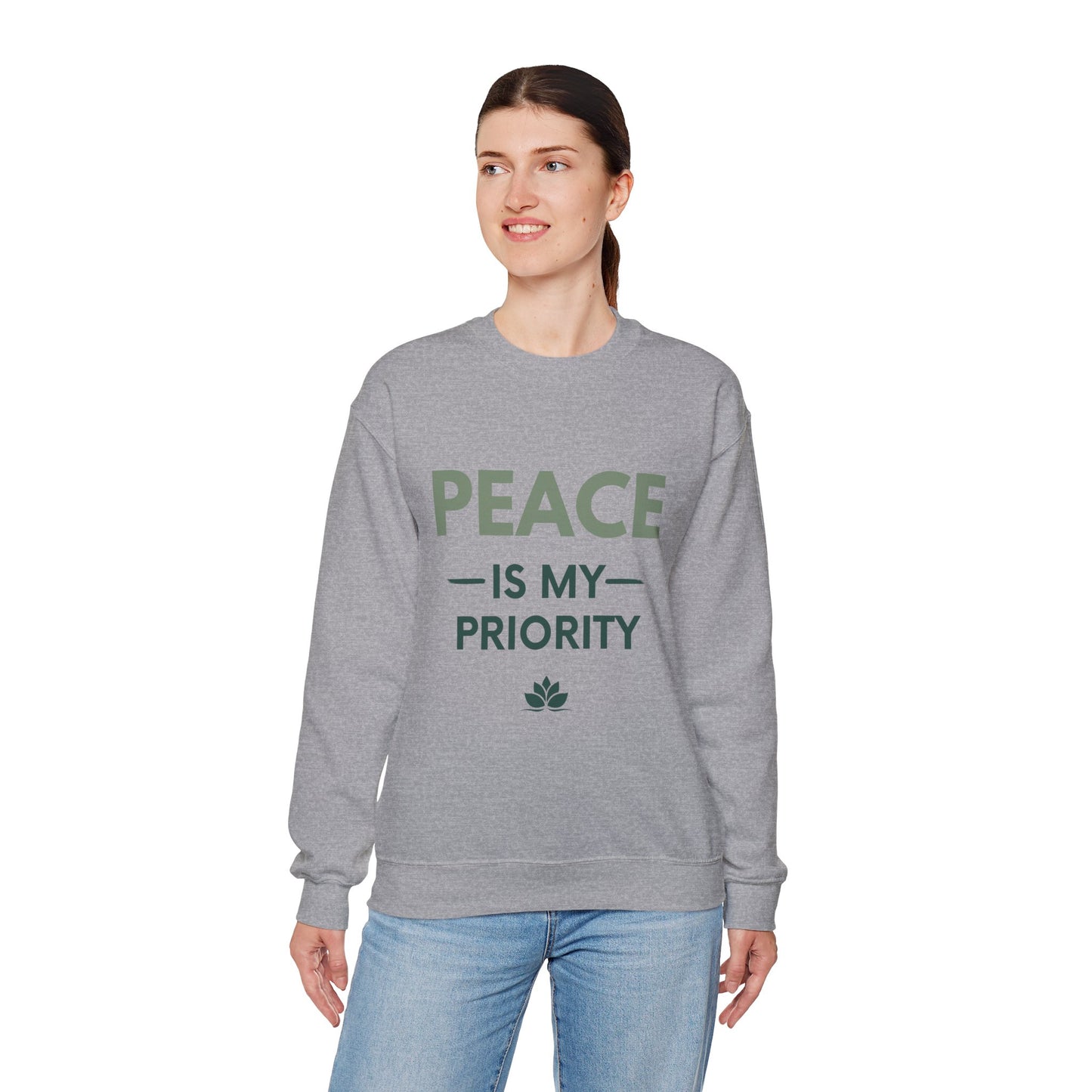 Peace Is My Priority Sweatshirt — Relaxed Crewneck Pullover for Mindfulness & Self-Care