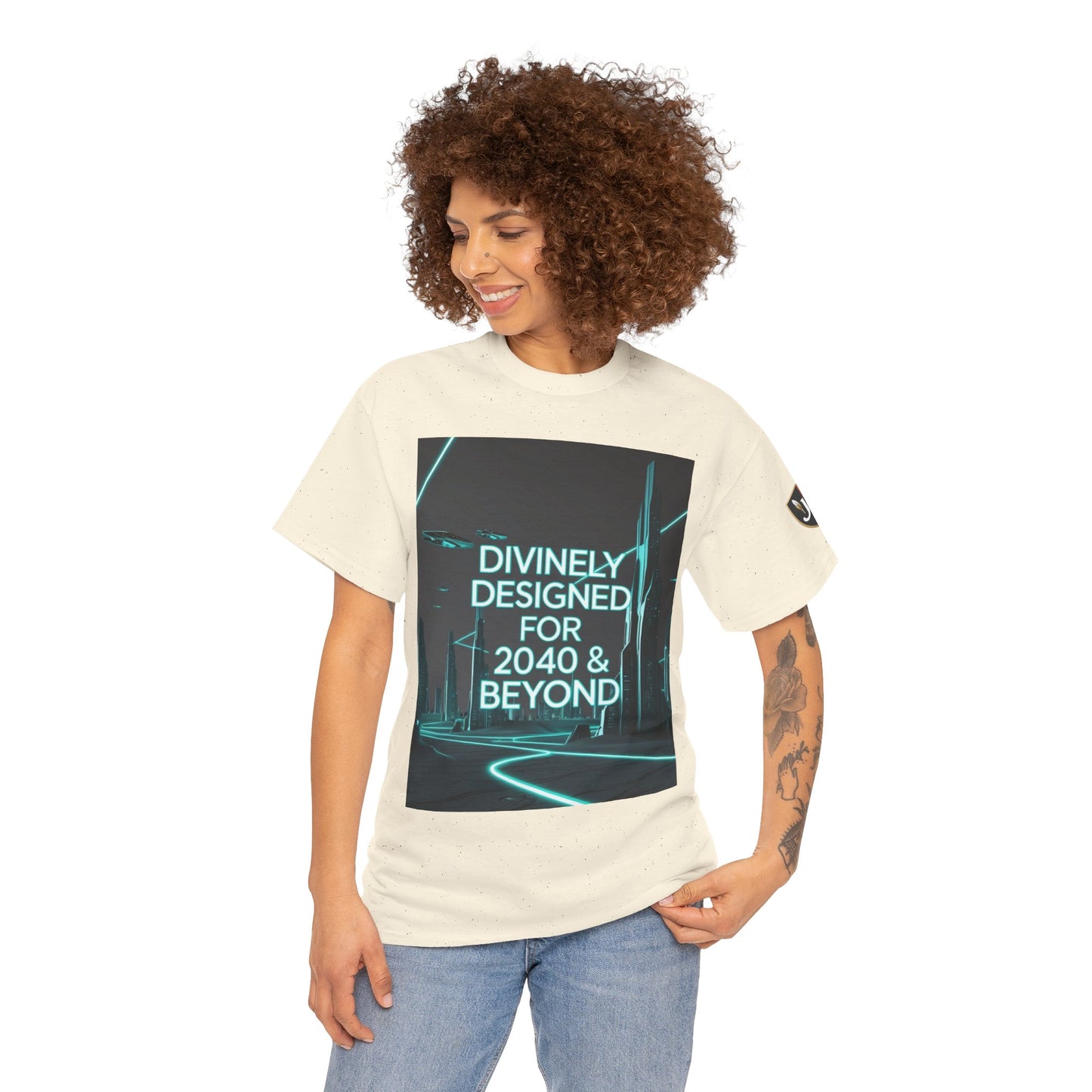 Futuristic Urban Tee for Tech Lovers - Unisex Heavy Cotton