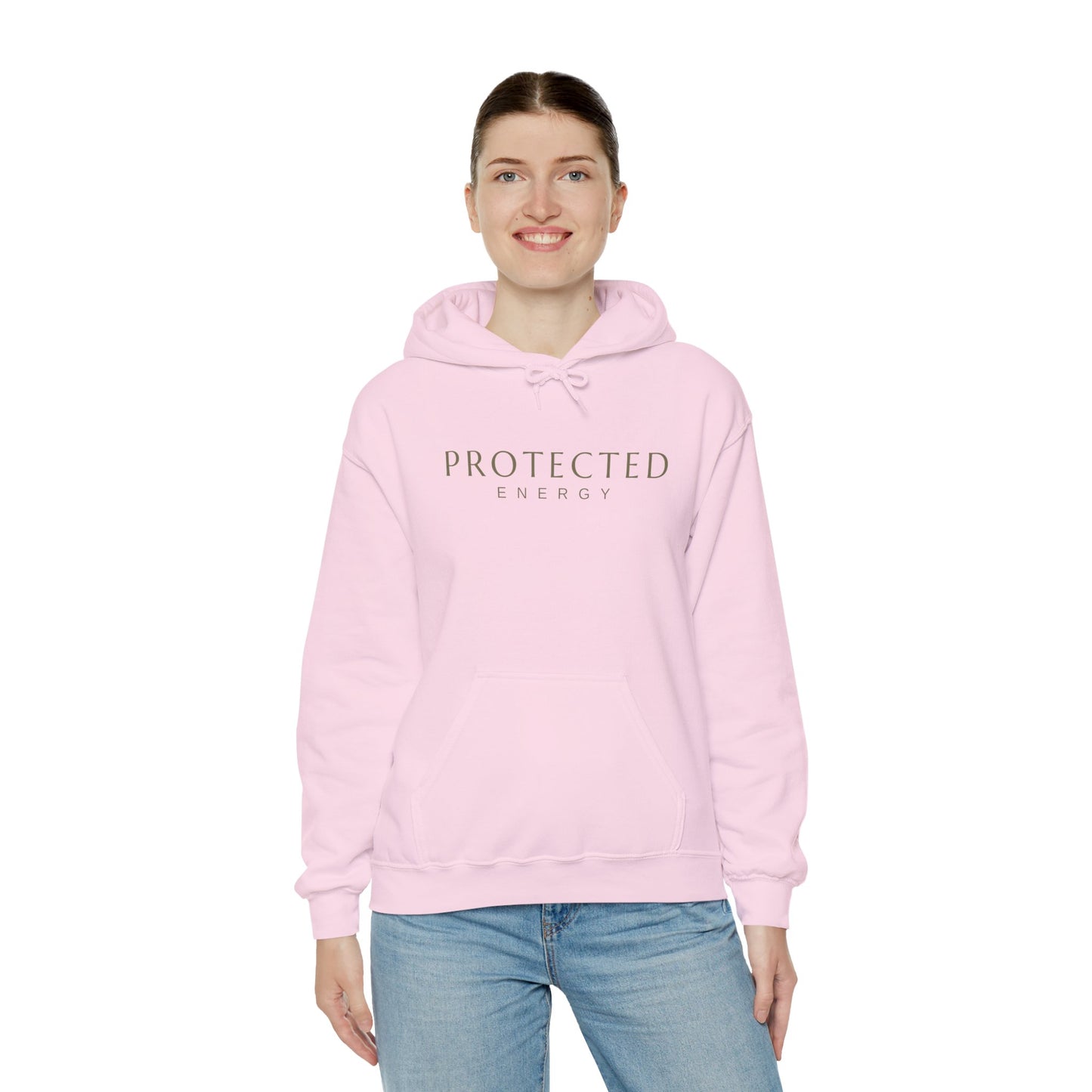 Protected Energy Unisex Heavy Blend Hoodie — Minimal Spiritual Wellness Hooded Sweatshirt