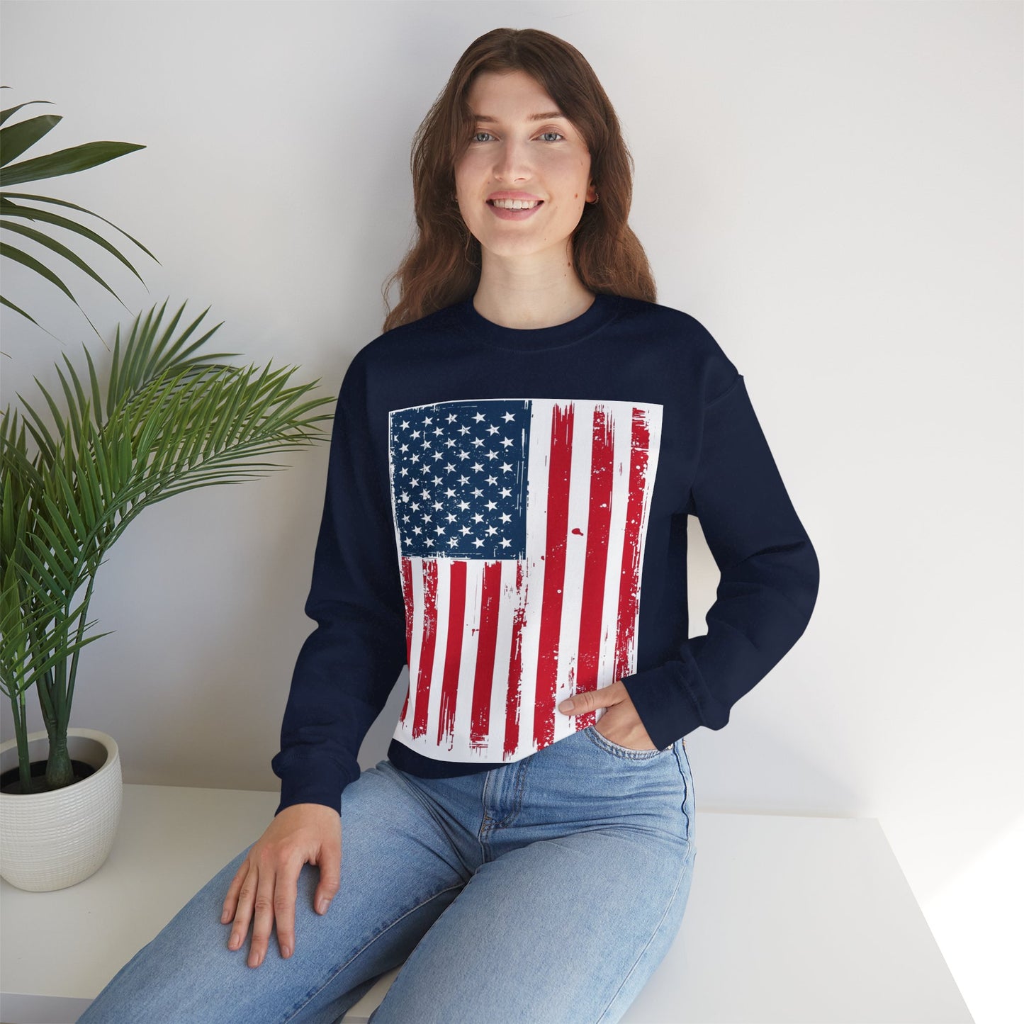 USA Flag Unisex Heavy Blend™ Crewneck Sweatshirt
