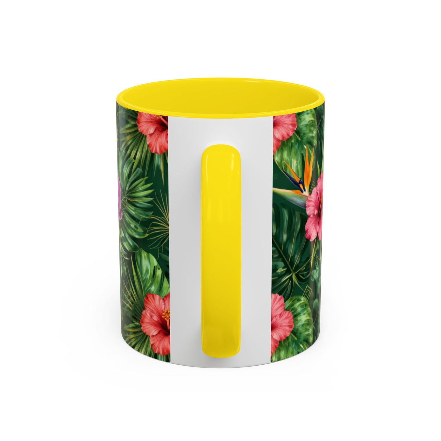 Tropical Floral Coffee Mug — Orchid & Hibiscus Accent 11/15oz