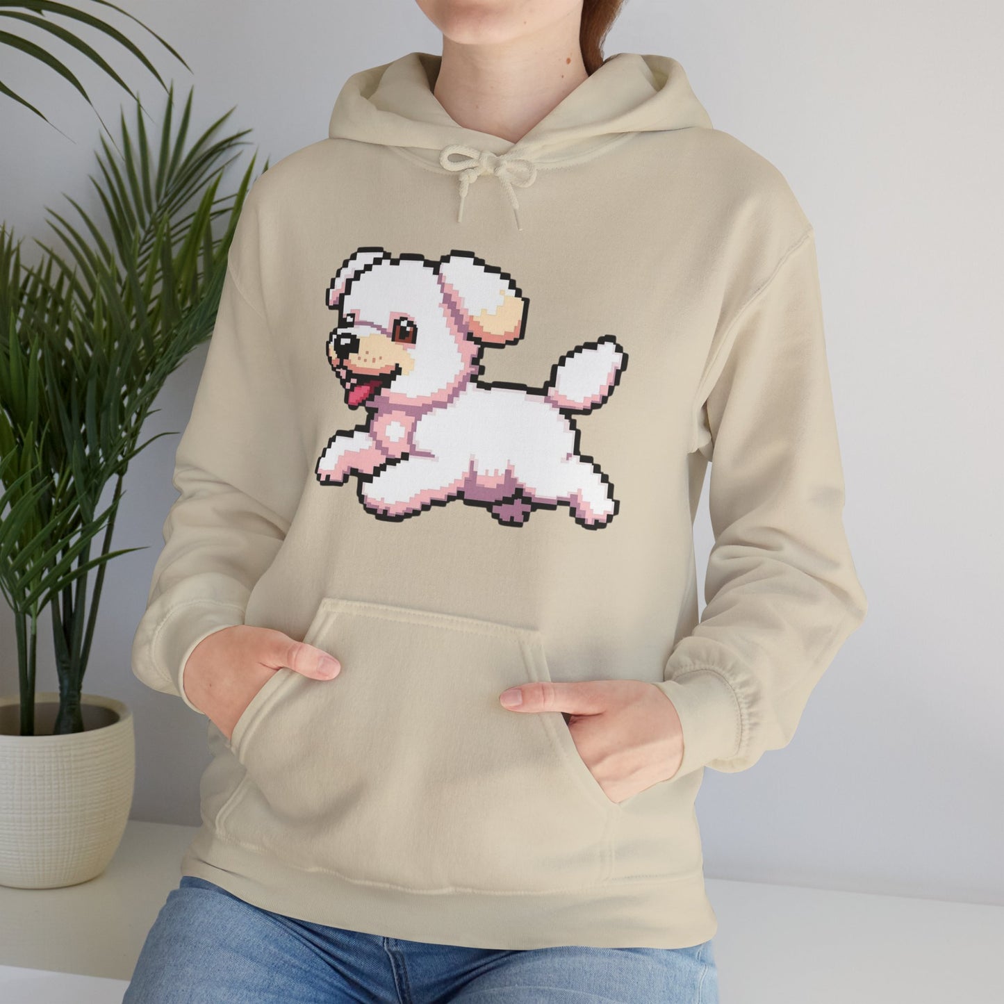 Pixelated Dog Unisex Hoodie, Cozy Pet Lover Sweatshirt, Cute Dog Design, Gift for Animal Lovers, Ideal for Casual Wear, Perfect for Holidays