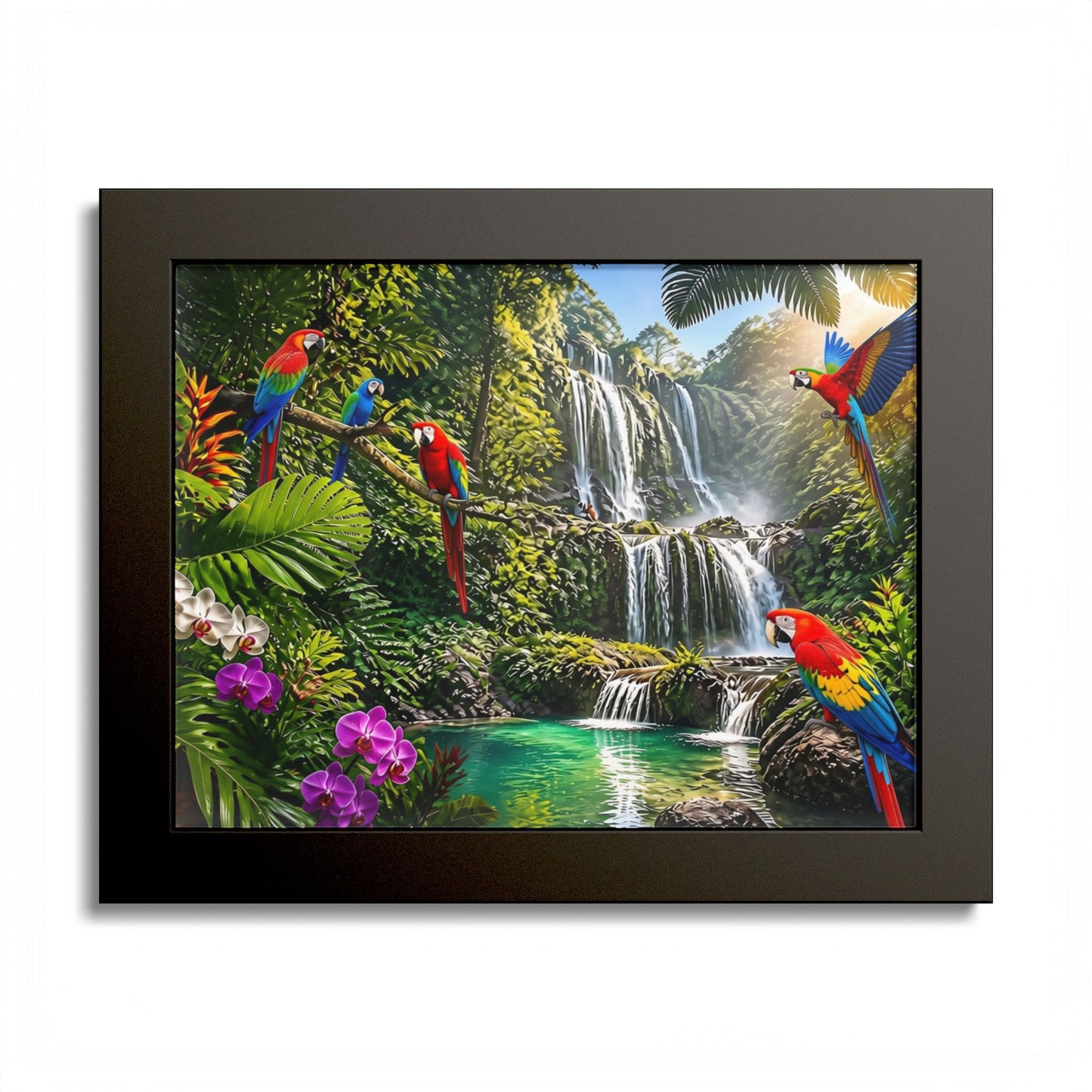 Tropical Waterfall Parrot Poster