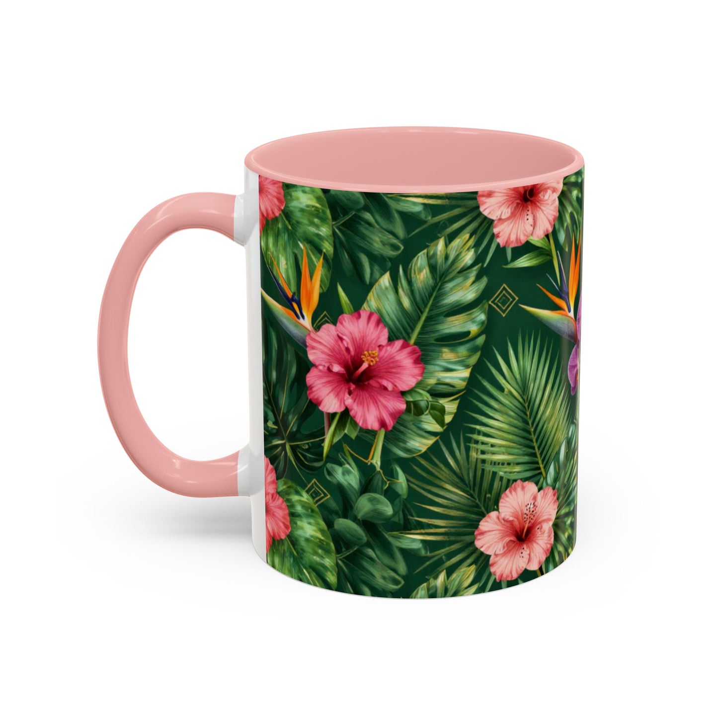 Tropical Floral Coffee Mug — Orchid & Hibiscus Accent 11/15oz