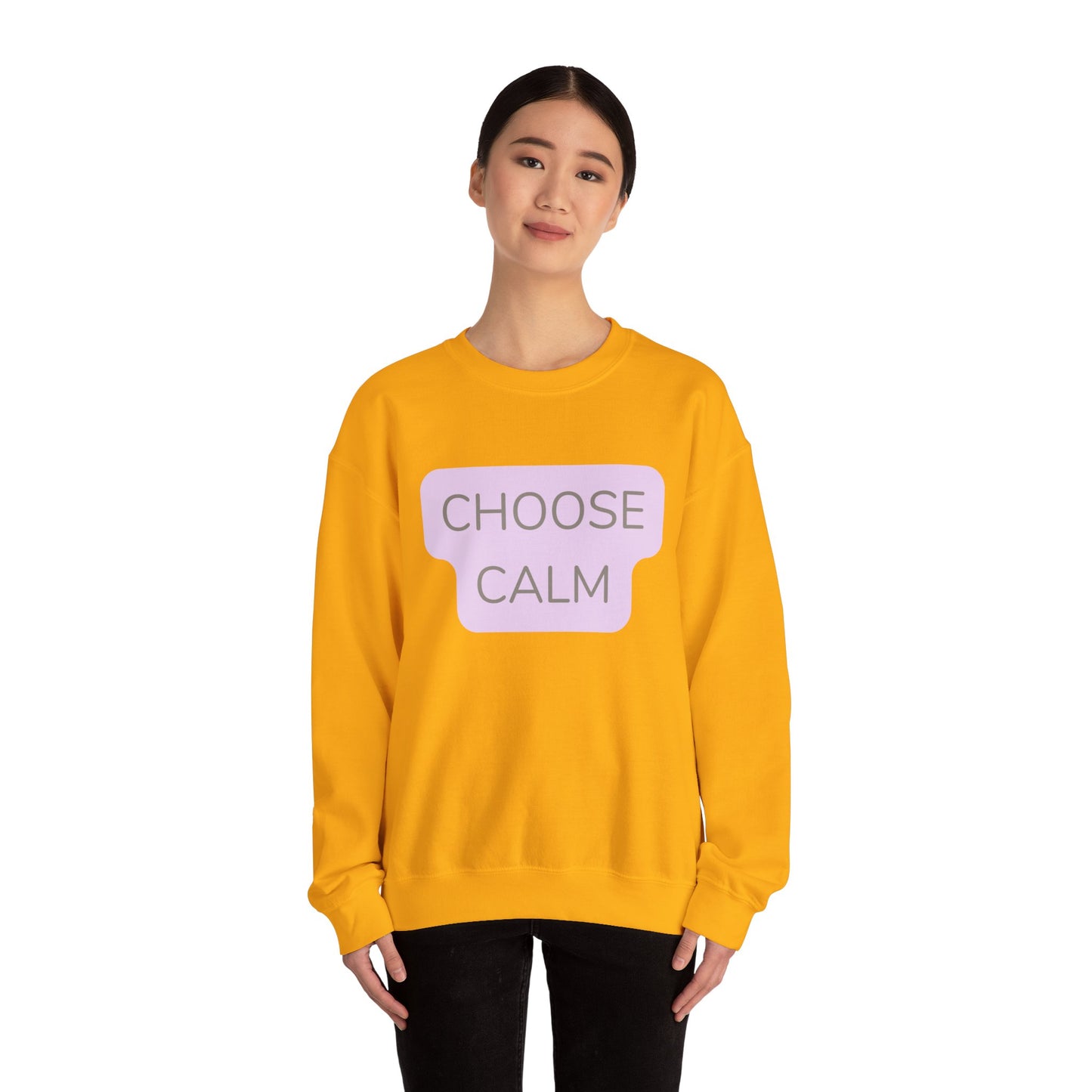 Crewneck Sweatshirt — "Choose Calm" Pastel Wellness Graphic