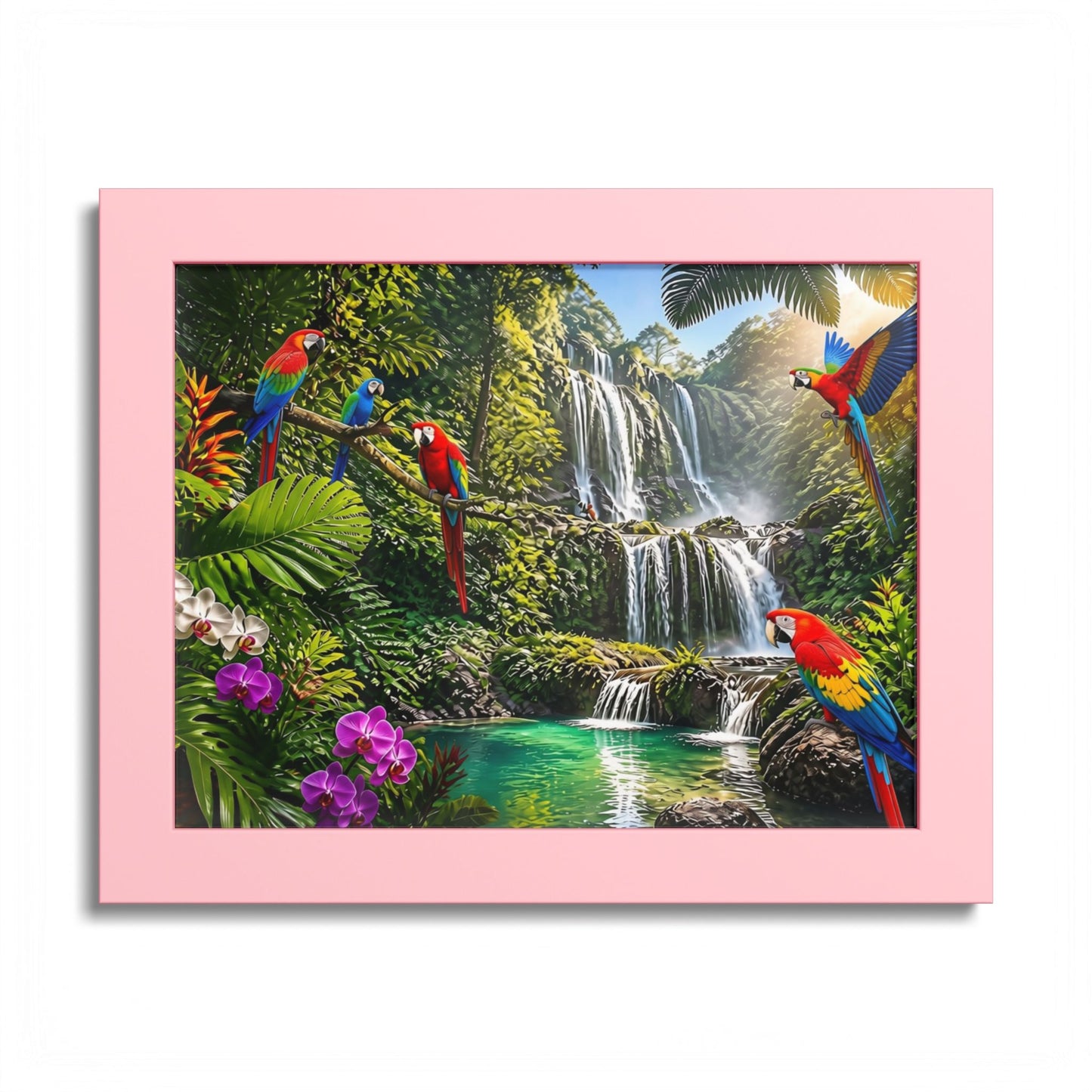 Tropical Waterfall Parrot Poster