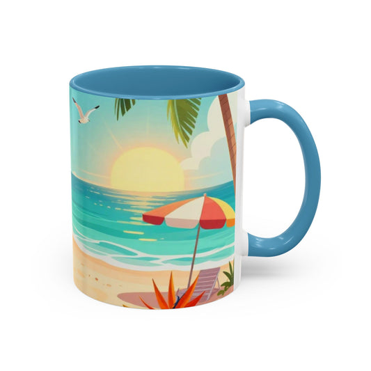 Beach Sunrise Coffee Mug — Tropical Ocean Scene Accent Mug (11/15oz)