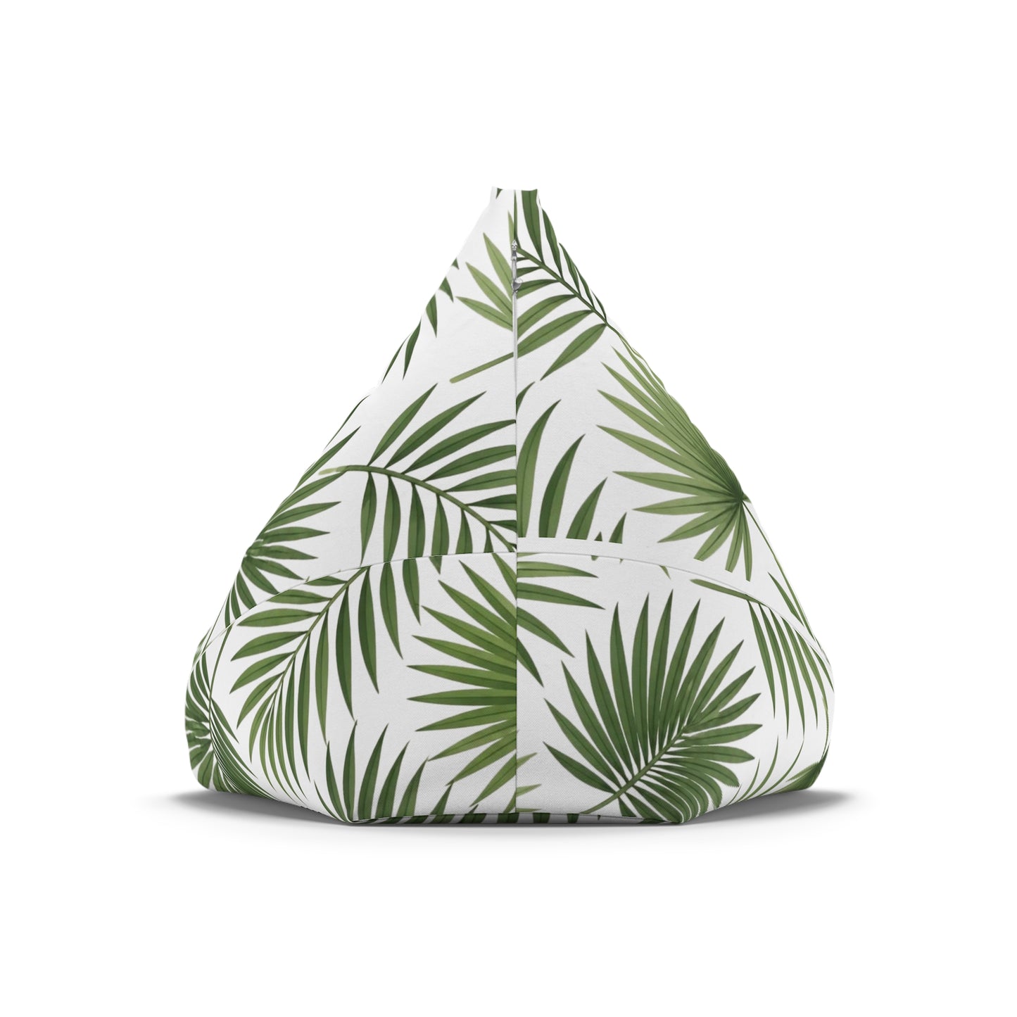 Tropical Palm Leaf Bean Bag Cover - Green Botanical Floor Pouf Slipcover