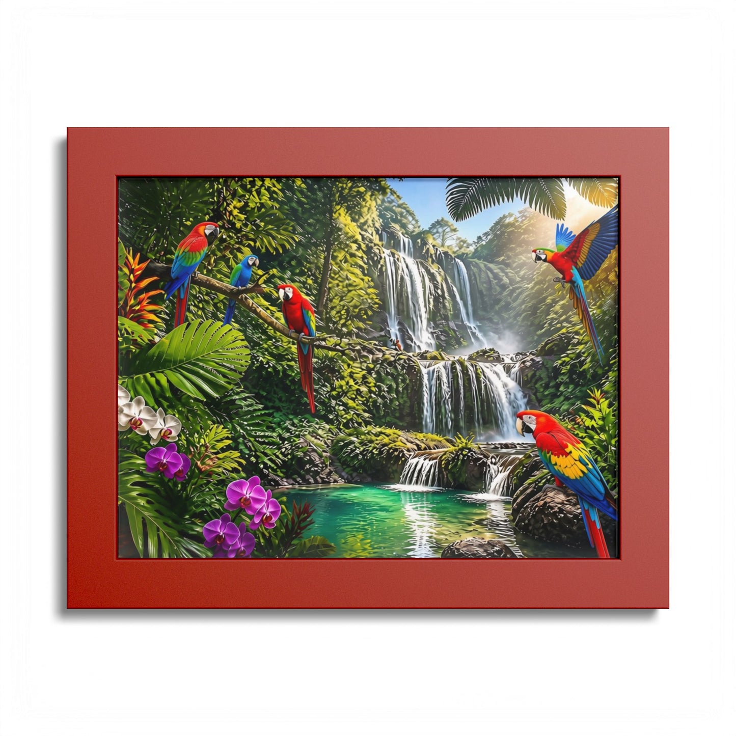 Tropical Waterfall Parrot Poster