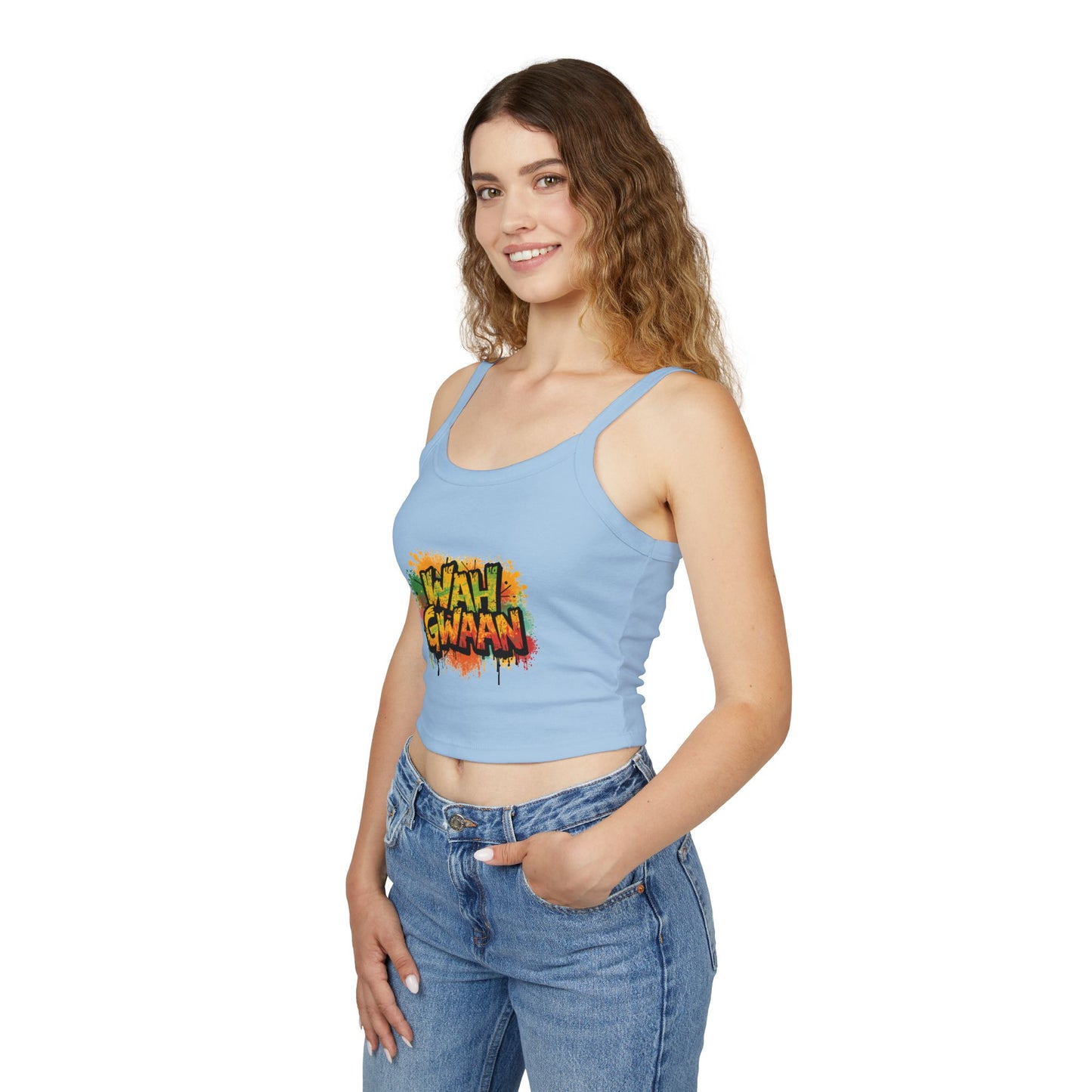 Wah Gwaan Women's Tank Top — Caribbean Vibes Spaghetti Strap Tee