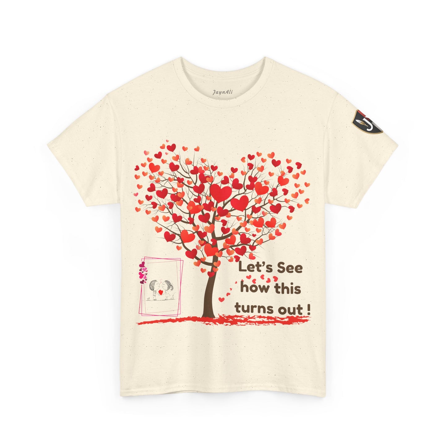 Heartfelt Unisex Heavy Cotton Tee - Perfect for Valentine's Day, Romantic Gifts, Heart Tree Design, Casual Wear, Everyday Comfort