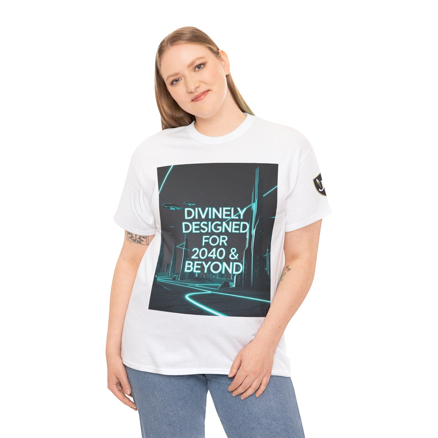 Futuristic Urban Tee for Tech Lovers - Unisex Heavy Cotton