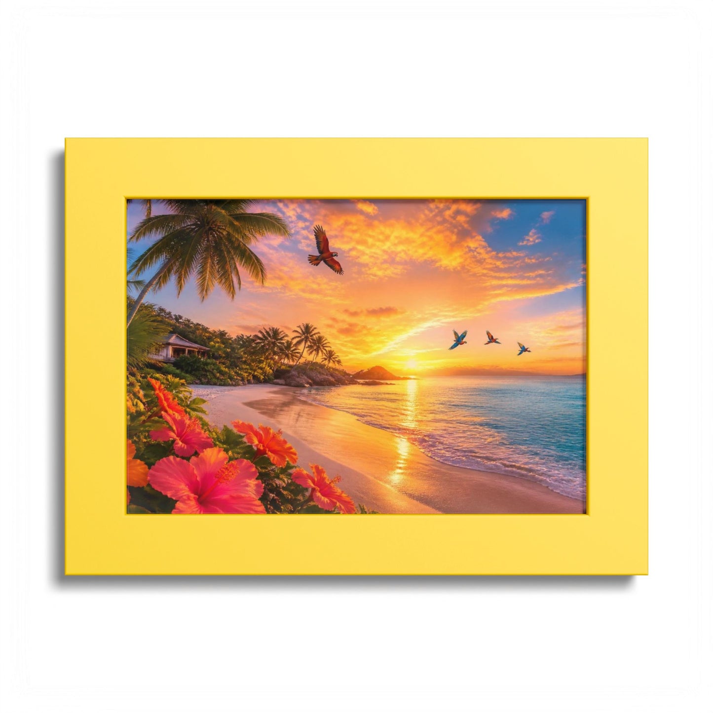 Tropical Sunset Framed Poster — Colorful Beach Wall Art