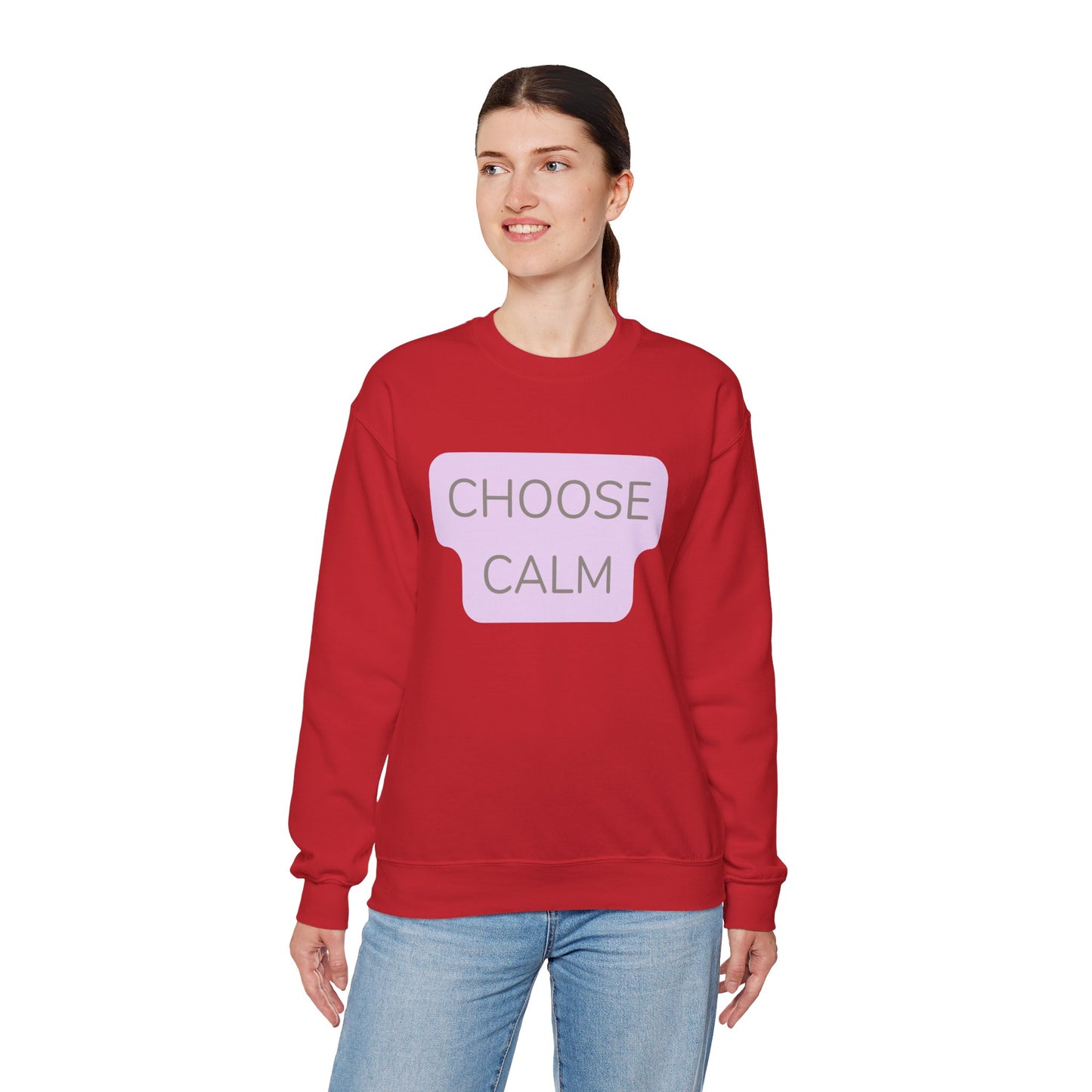 Crewneck Sweatshirt — "Choose Calm" Pastel Wellness Graphic