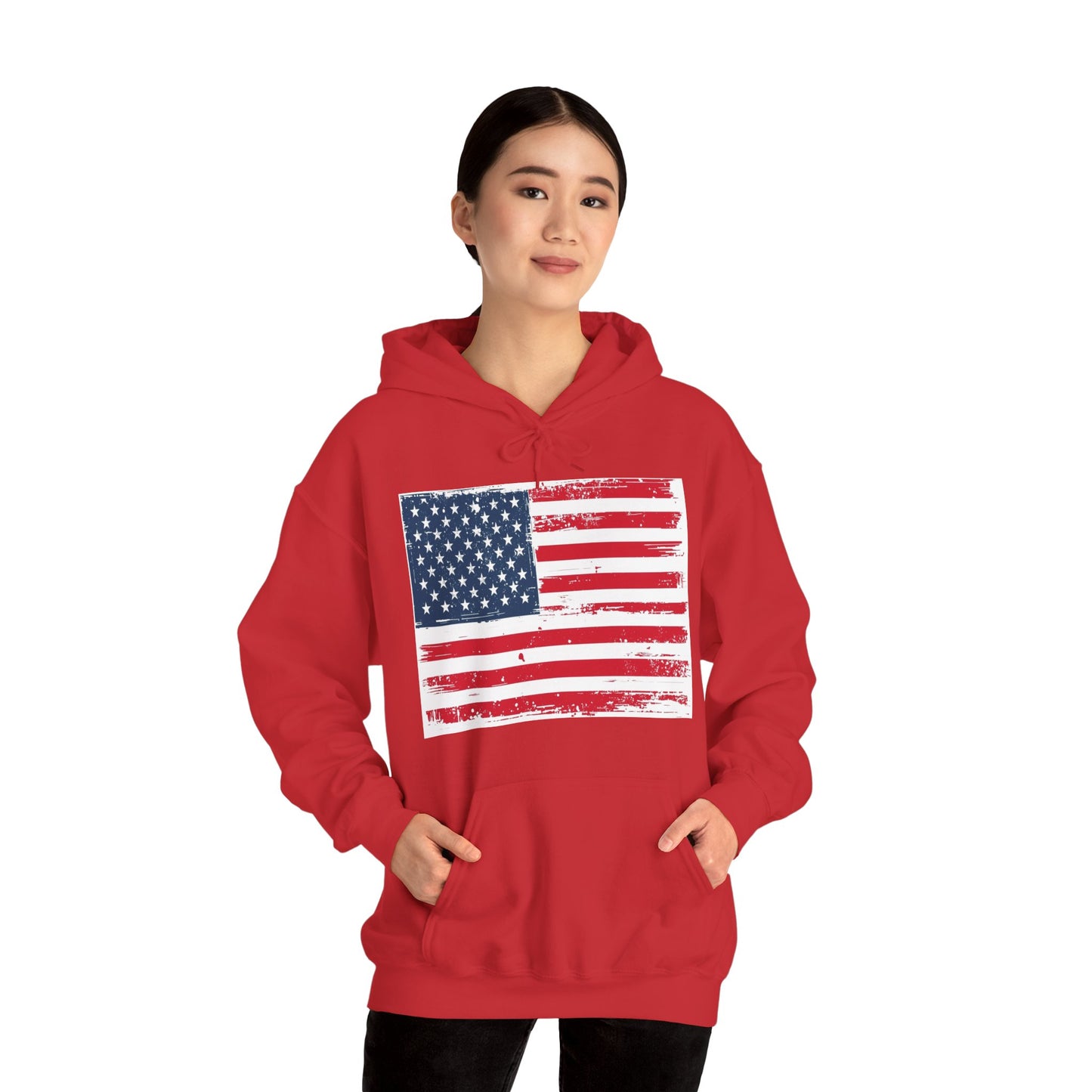 Vintage American Flag Hoodie, Unisex Sweatshirt for Independence Day, Patriotic Gift, Cozy Outerwear, 4th of July Celebration