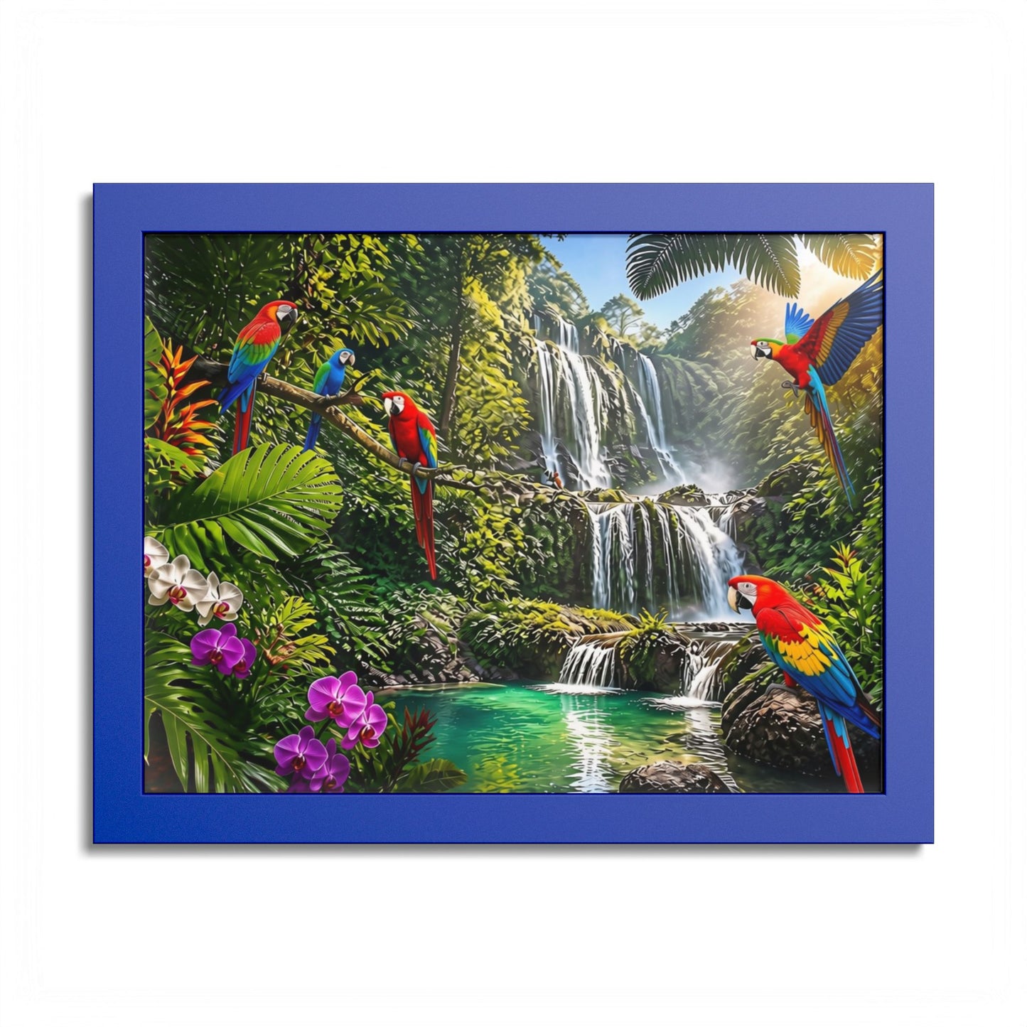 Tropical Waterfall Parrot Poster