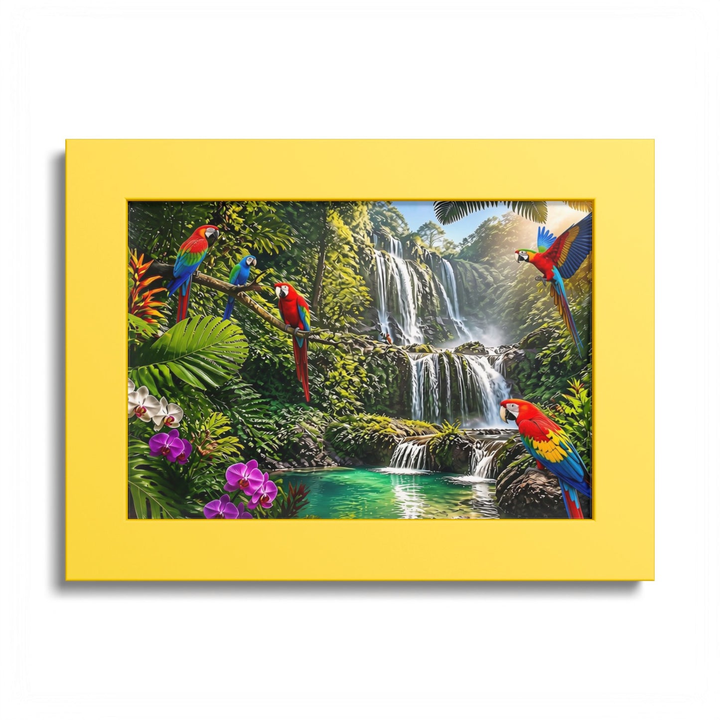 Tropical Waterfall Parrot Poster