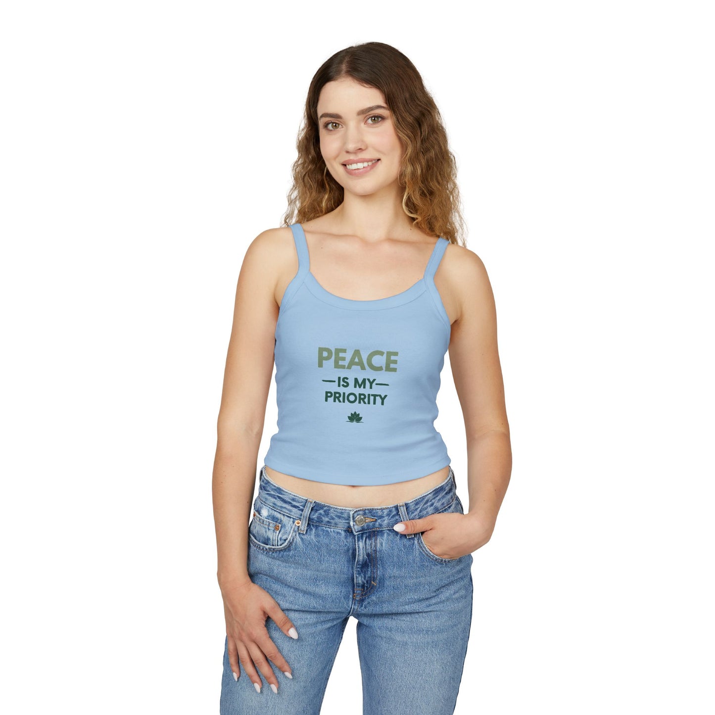 Peace Is My Priority Tank Top — Women's Spaghetti-Strap Crop