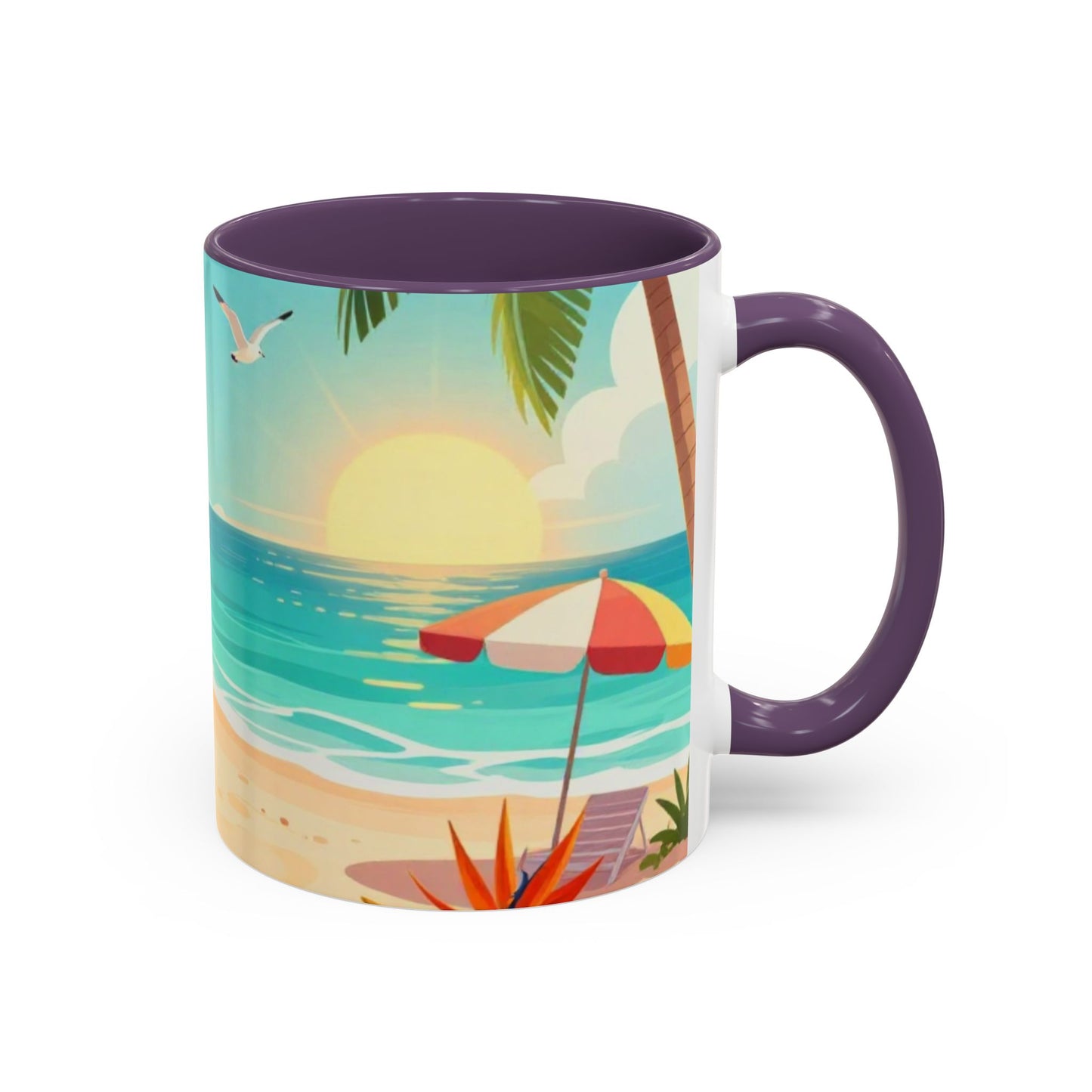 Beach Sunrise Coffee Mug — Tropical Ocean Scene Accent Mug (11/15oz)