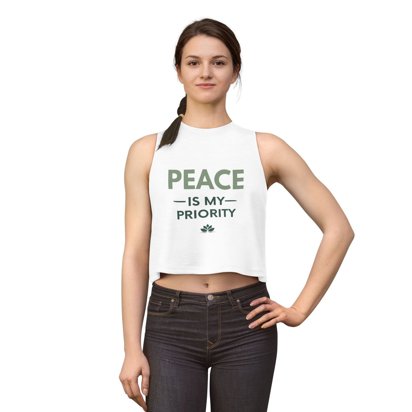 Peace Is My Priority Crop Top — Women's Relaxed Yoga Tank