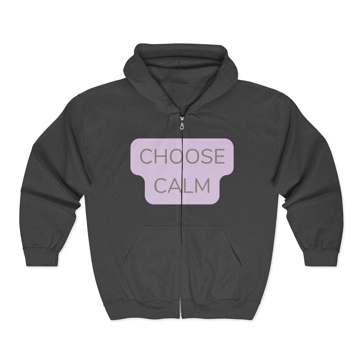 Choose Calm Zip Unisex Heavy Blend Hoodie — Relaxation Graphic Full-Zip Hoodie