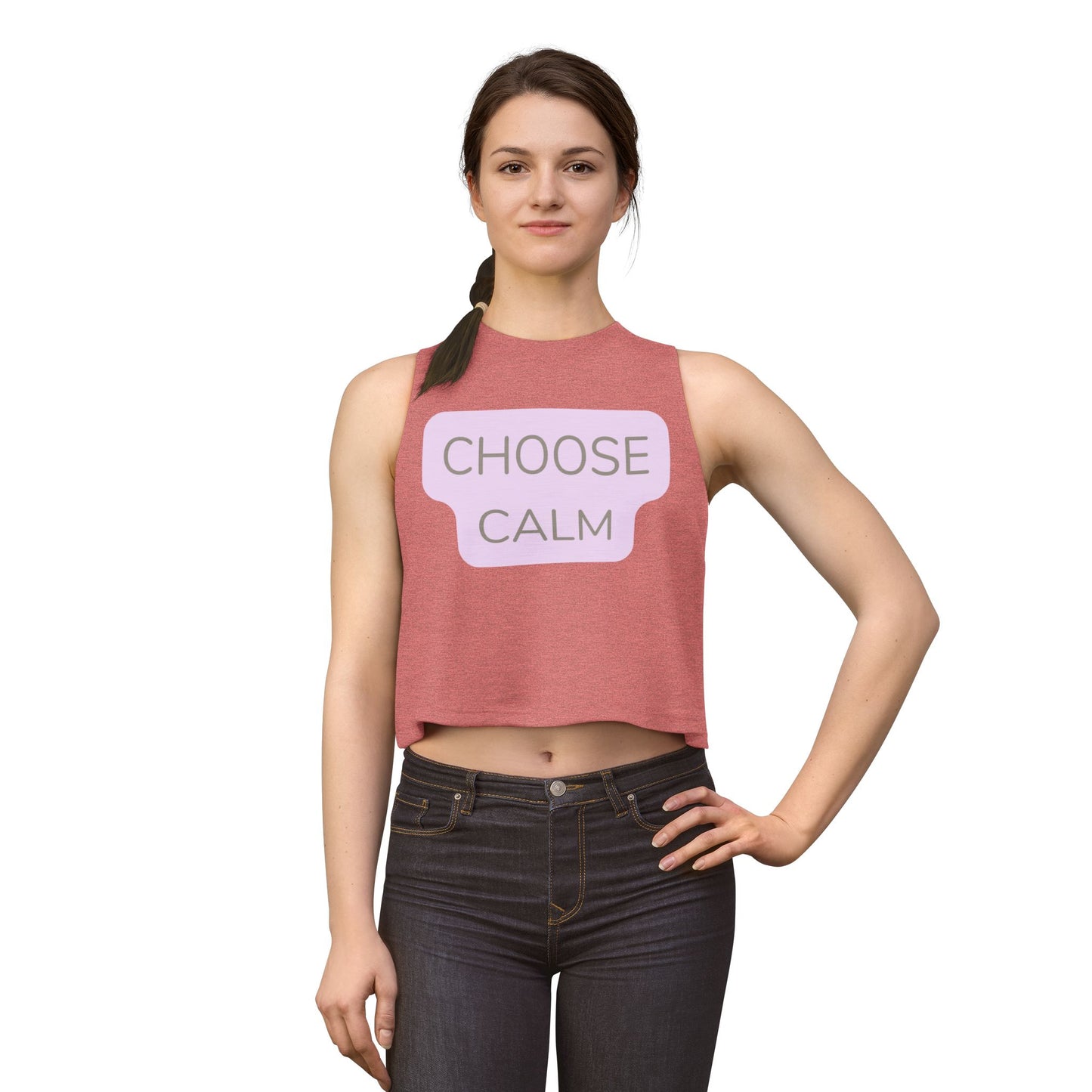 Choose Calm Crop Top — Women's Relaxed Lavender Graphic Tank
