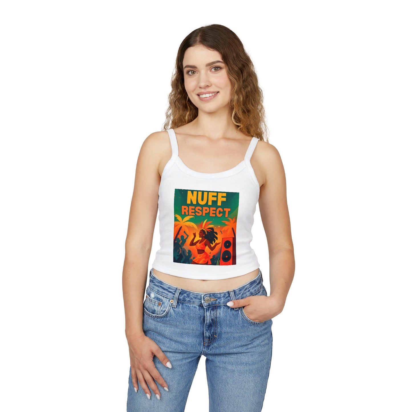 Nuff Respect Crop Tank Top — Women's Spaghetti Strap Summer Tank
