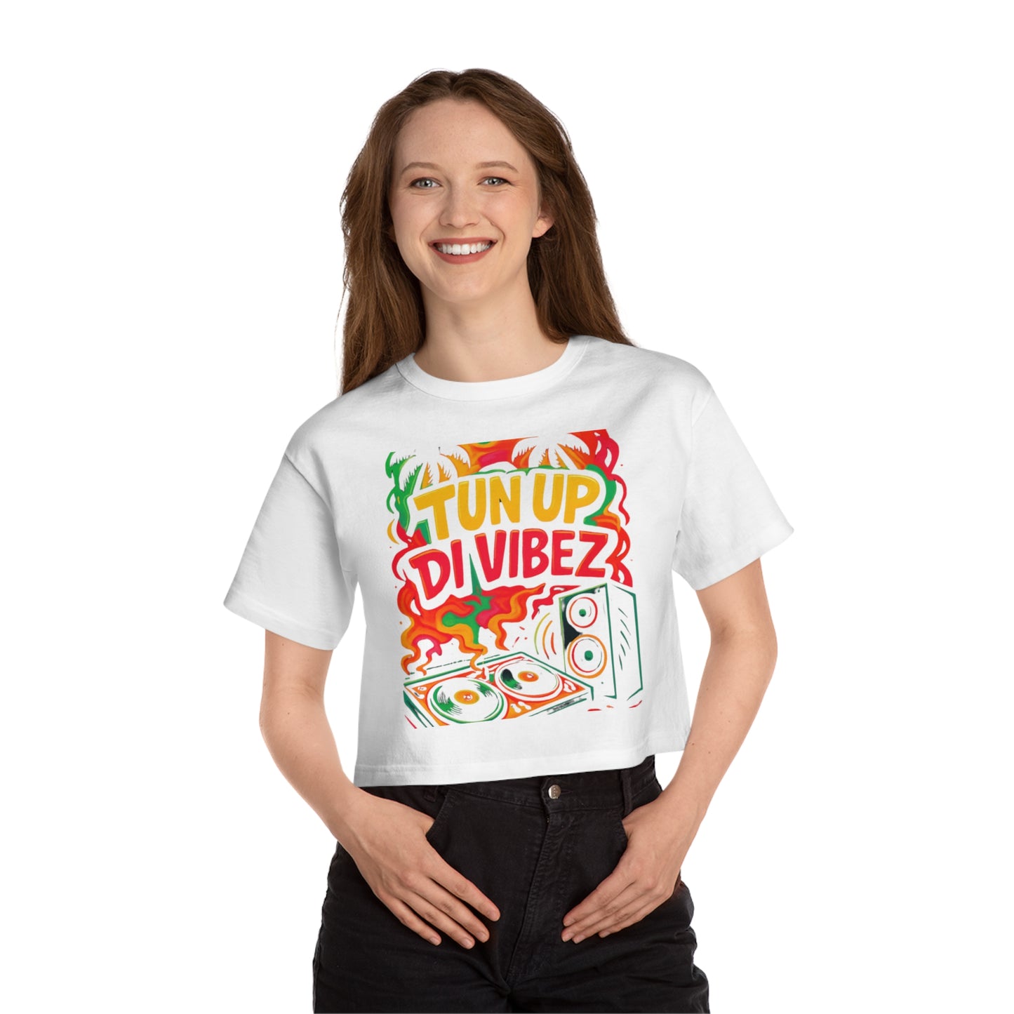 Tun Up Di Vibes Cropped T-Shirt — Women’s Champion Heritage Crop