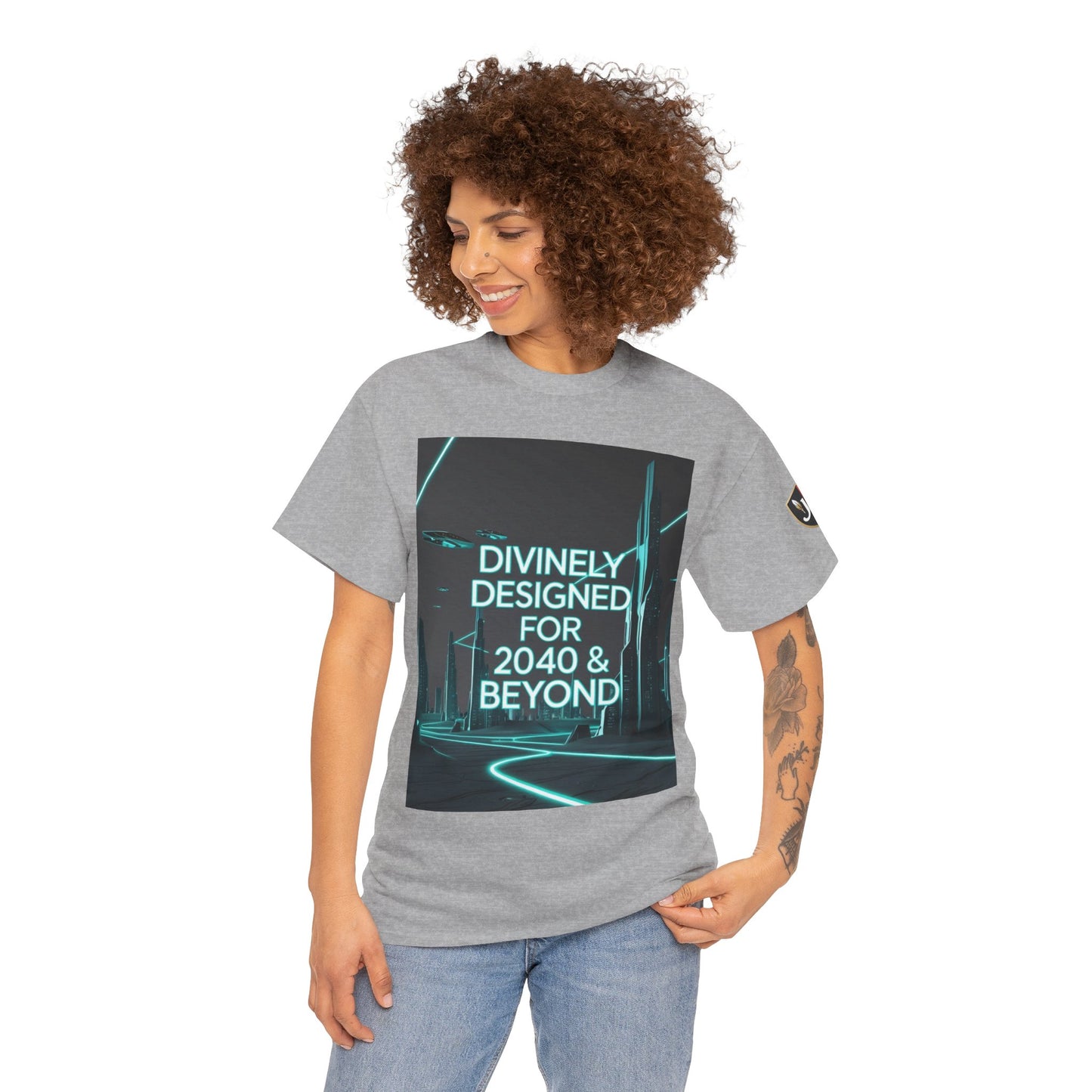 Futuristic Urban Tee for Tech Lovers - Unisex Heavy Cotton